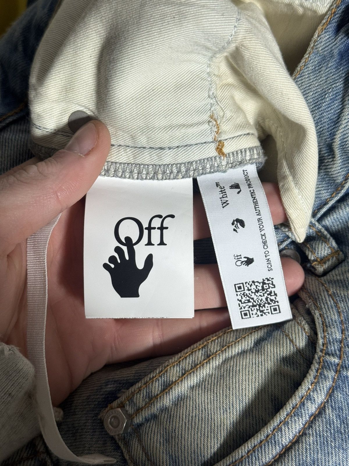 Off-White Off White Diagonal Print Washed Denim Jeans Size US 32 / EU 48 - 6 Thumbnail