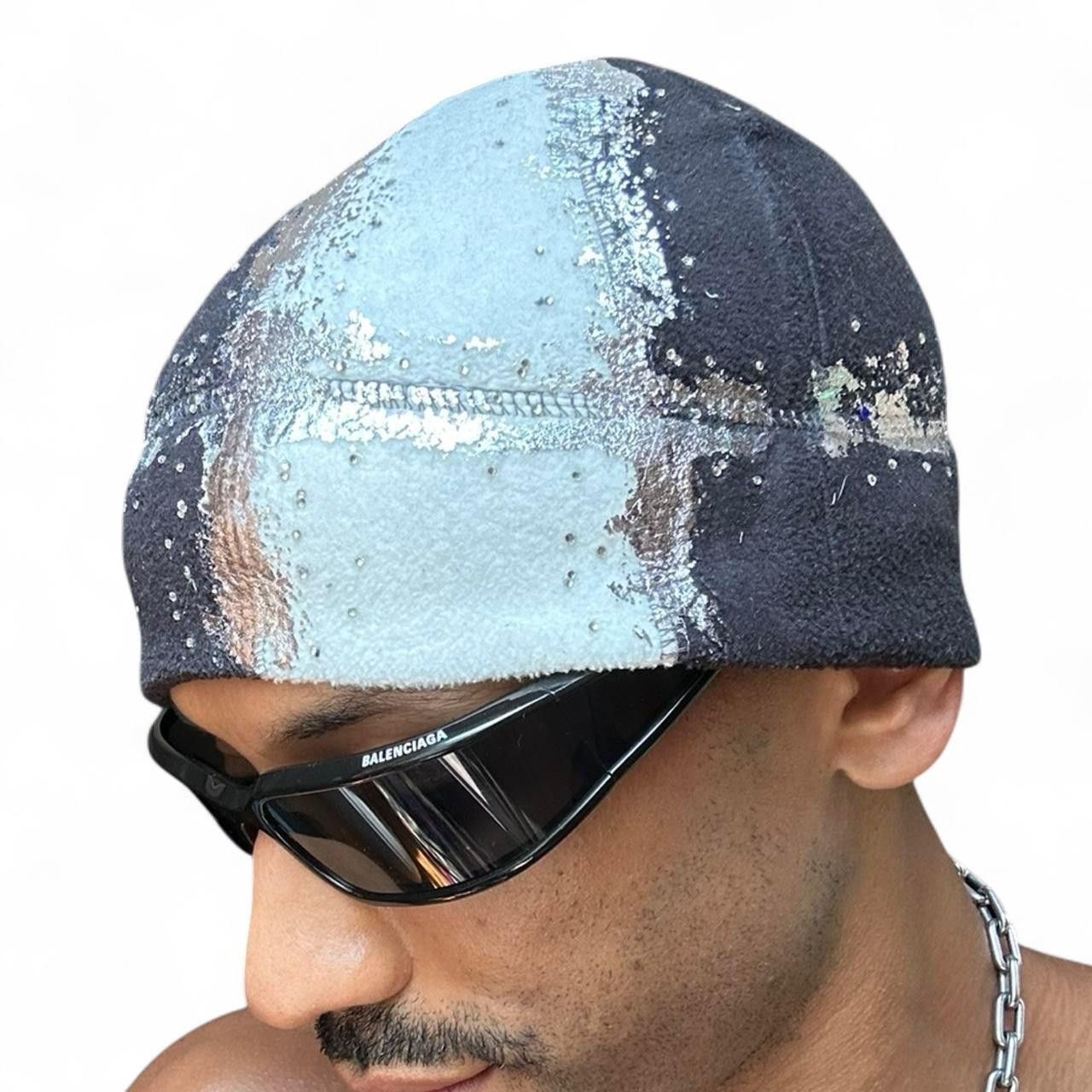Other ASTROBOI* Black & White Fleece Rhinestone Winter Beanie Size ONE SIZE - 7 Thumbnail
