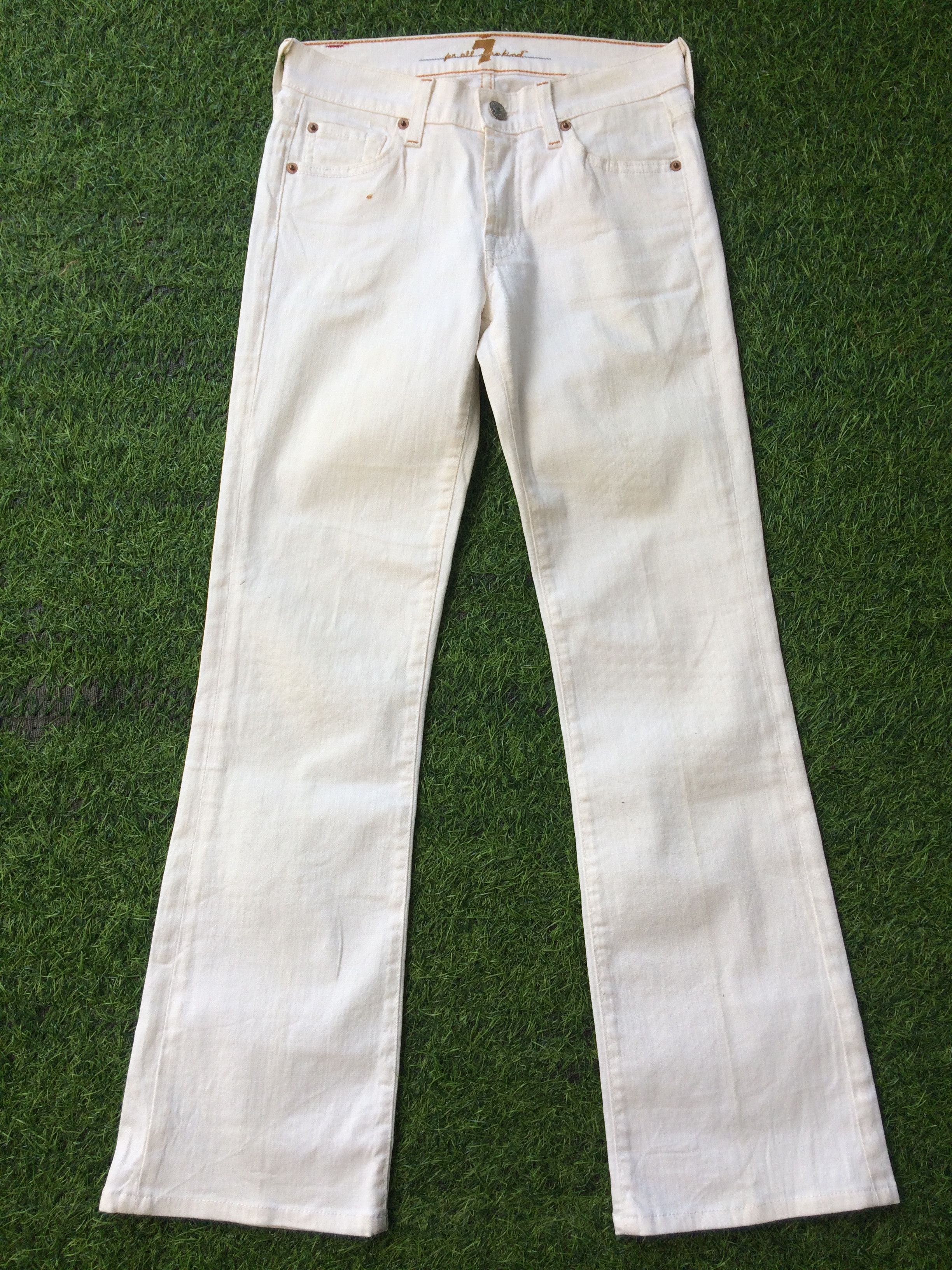 7 For All Mankind × Jean American White Denim Flare Jeans D-568 Size 25" / US 0 / IT 36 - 2 Thumbnail