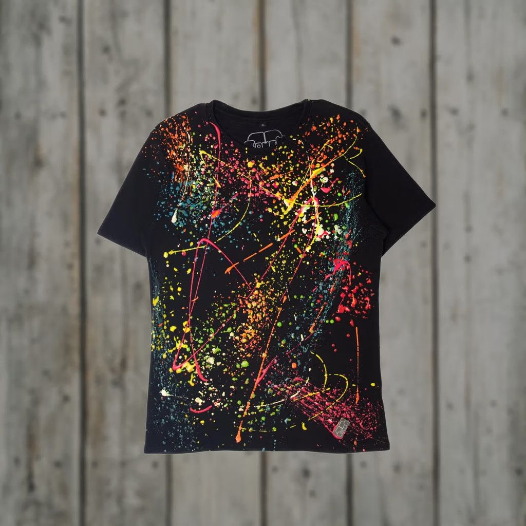 Vintage VINTAGE Paint Splatter T-Shirt Unisex Adults XS-XL Black Short Sleeve 2000s Mens Womens Girls Boys Size US XL / EU 56 / 4 - 1 Thumbnail