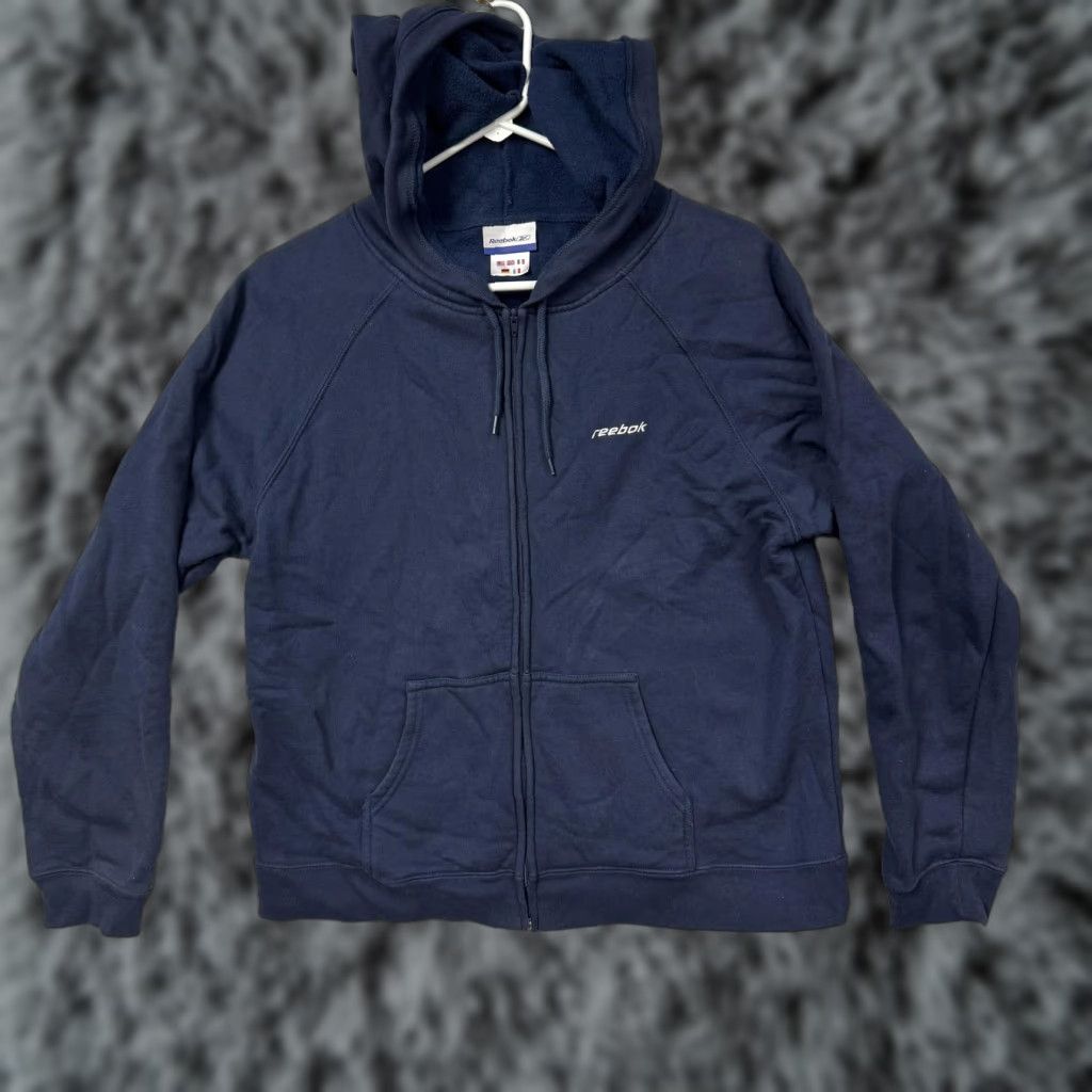 Reebok Reebok Hoodie XL Navy Blue Full Zip Pockets Hooded Fleece Y2K Mens Size US XL / EU 56 / 4 - 1 Thumbnail