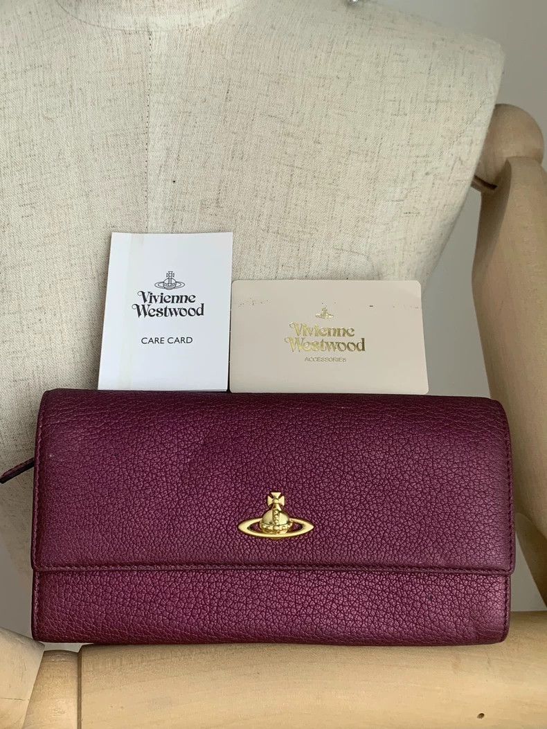Vivienne Westwood Vivienne Westwood Lychee texture Saturn purple red wallet Size ONE SIZE - 1 Thumbnail