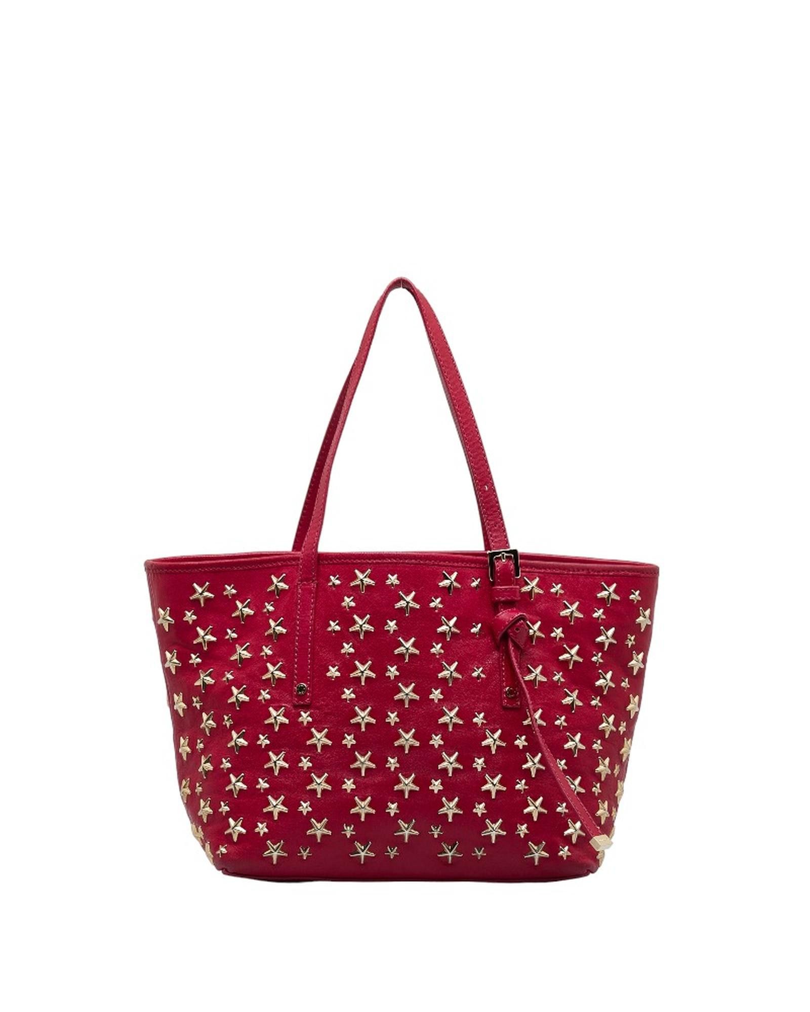 image of Jimmy Choo Star Studded Leather Tote Bag in Pink, Women's