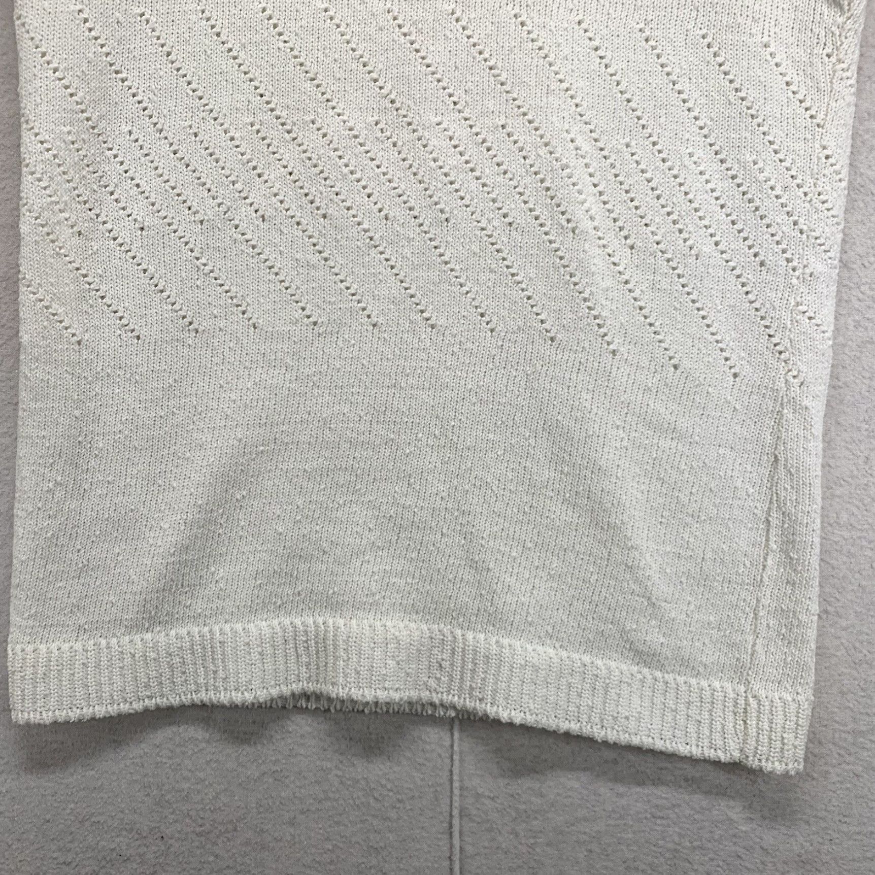 Vintage VINTAGE Dalton Womens Sweater Vest White S Knit - MultI Breathable Cottagecore Sleeveless Round Neck 80s 90s Womens Vest Size S / US 4 / IT 40 - 2 Thumbnail