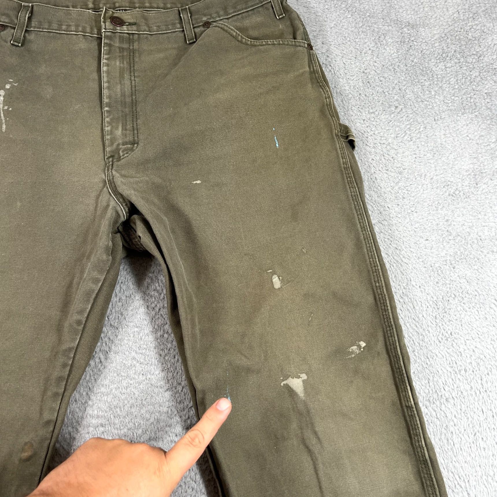 Dickies VINTAGE Dickies Mens Carpenter Pants Workwear Green Size 38X30 Canvas Relaxed Fit Size US 38 / EU 54 - 2 Thumbnail
