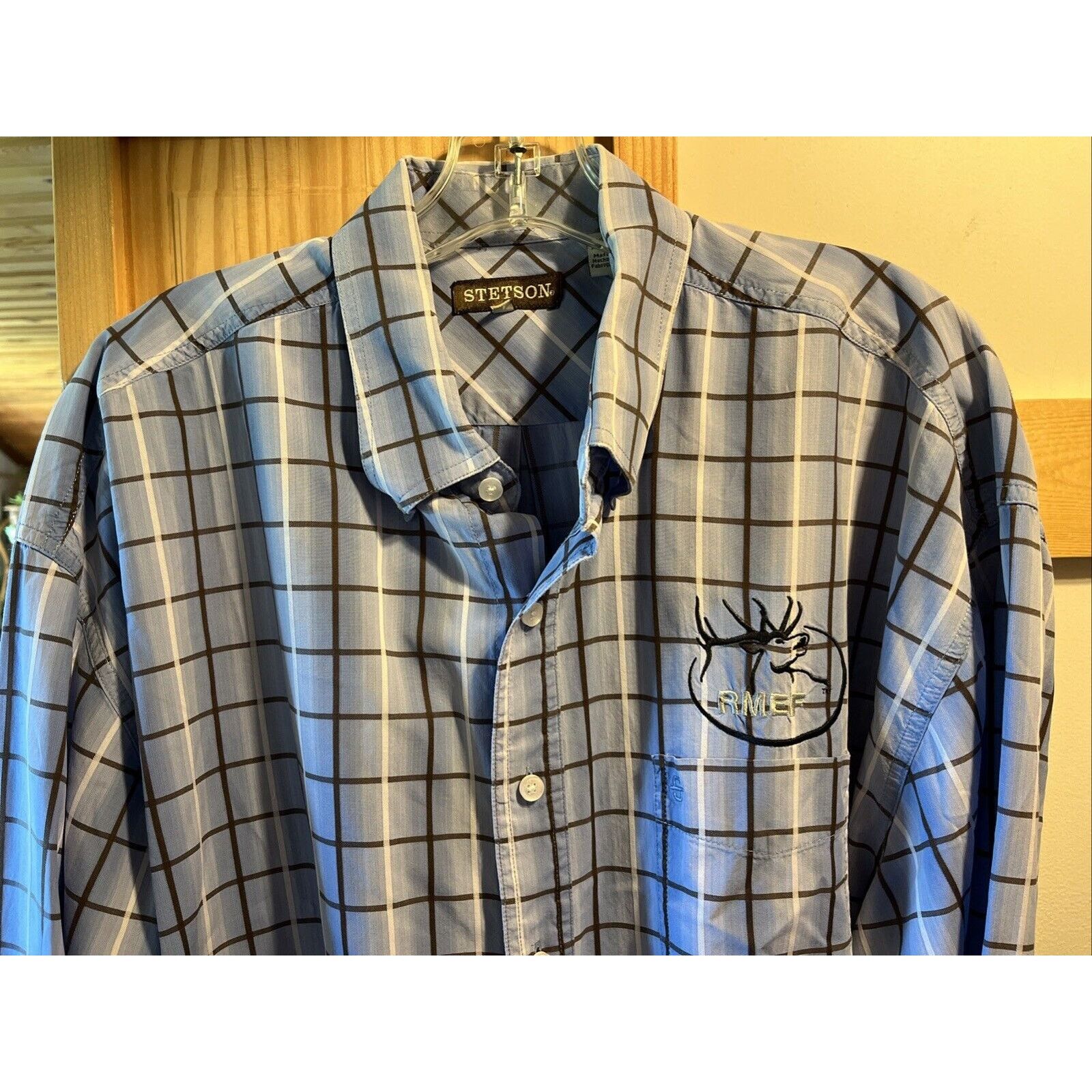 Stetson Stetson Men’s XXL Blue Plaid Long Sleeve Button Cotton Shirt Size US XXL / EU 58 / 5 - 4 Thumbnail