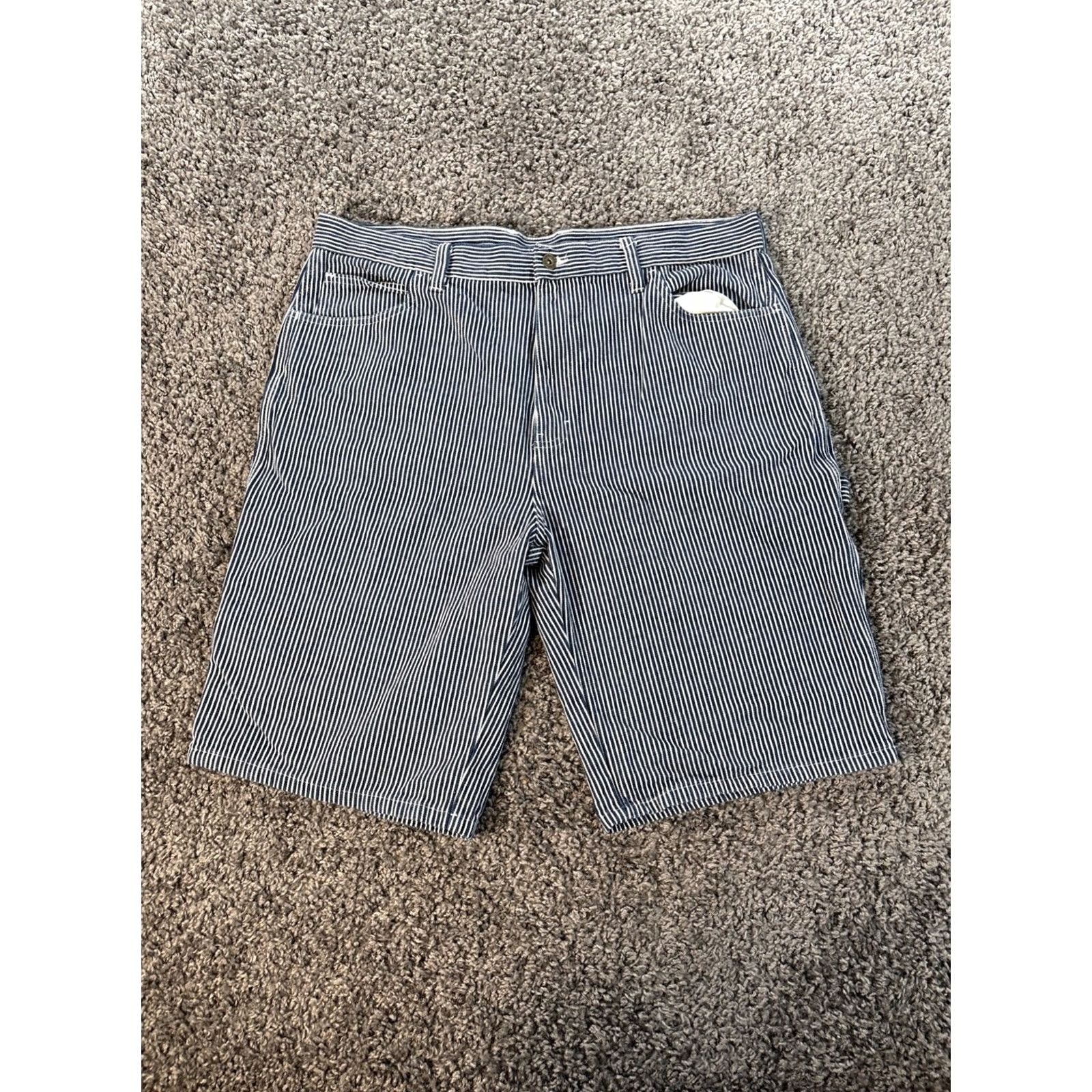 Dickies Dickies Shorts Mens 38 Blue Pinstripe Railroad Conductor Bermuda Workwear Pockets Casual Regular Size US 38 / EU 54 - 2 Thumbnail