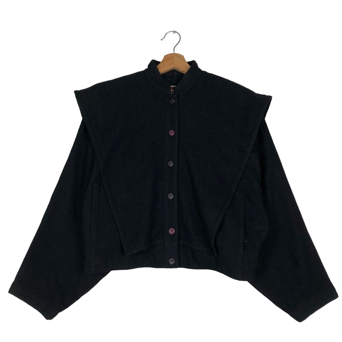 Issey Miyake 🔥Rich Black Wool Cropped Jacket Vintage 70’s Issey Miyake Size US M / EU 48-50 / 2 - 1 Thumbnail