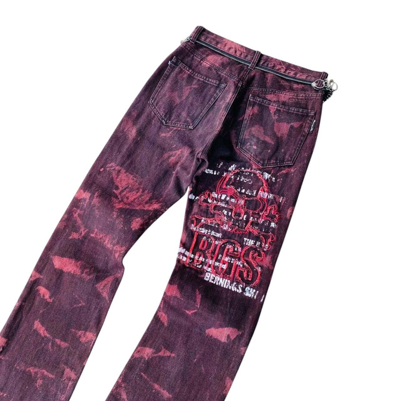 14th Addiction PUNK BERNING-SHO FLARED DYE BLEACHED SKULL TORNADO MART Size US 28 / EU 44 - 2 Thumbnail