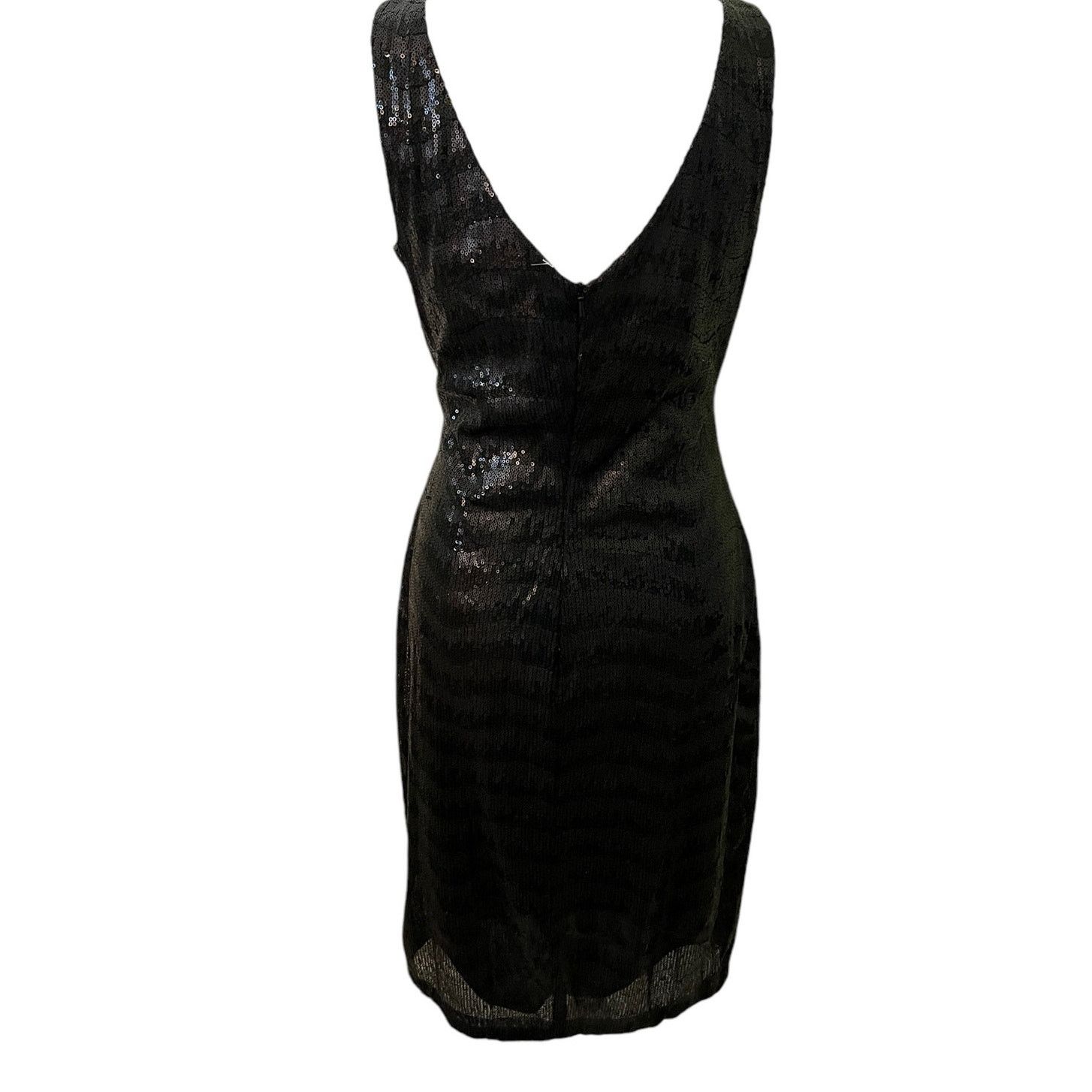 Meister Vtg David Meister Blk Sequins Dress Sleeveless Low V-Neck 6 Size M / US 6-8 / IT 42-44 - 2 Thumbnail