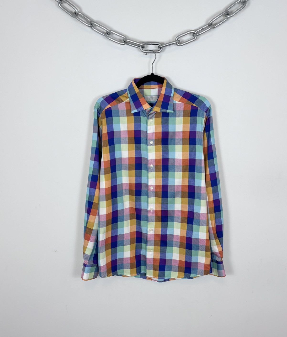 Eton Eton Men’s Slim Fit Multicolor Check Long Sleeve Shirt Size US M / EU 48-50 / 2 - 1 Thumbnail