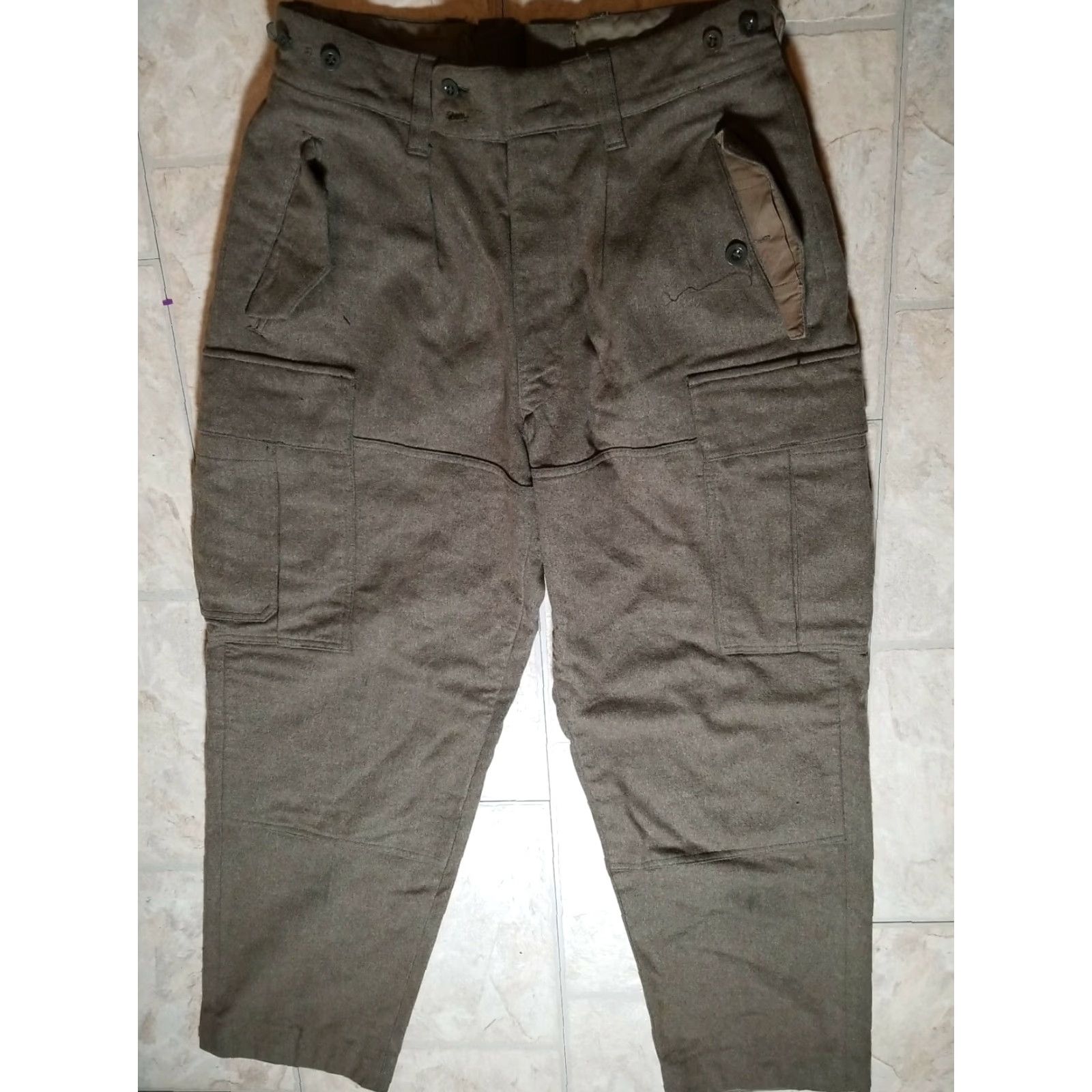 Vintage VINTAGE G.D. Bucking-Alsfeld Military Heavy Wool Cargo Pants 30x29 Mens Size 30x29 Brown Green Cargo Wool Distressed Size US 30 / EU 46 - 2 Thumbnail