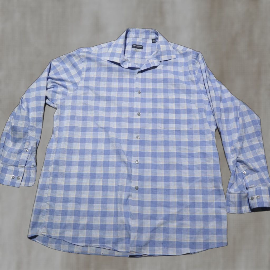 Van Heusen VINTAGE Van Heusen Blue Plaid Flex Button Up Shirt Long Sleeve Adult Men's 16.5 32/33 Size US XL / EU 56 / 4 - 1 Thumbnail