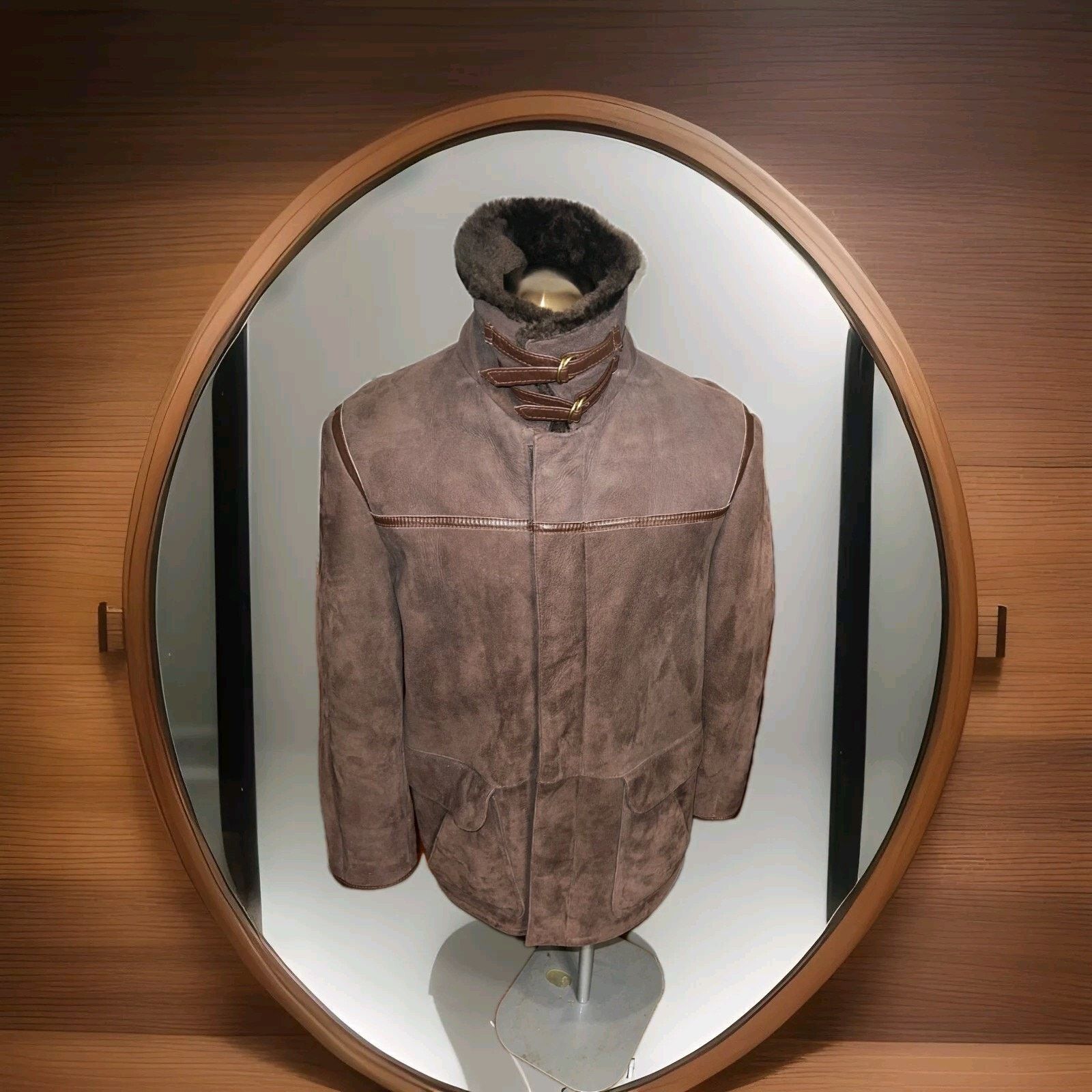 Sawyer of Napa Mens Sawyer Brown Shearling Leather Coat Jacket Size 40 Size US M / EU 48-50 / 2 - 1 Thumbnail