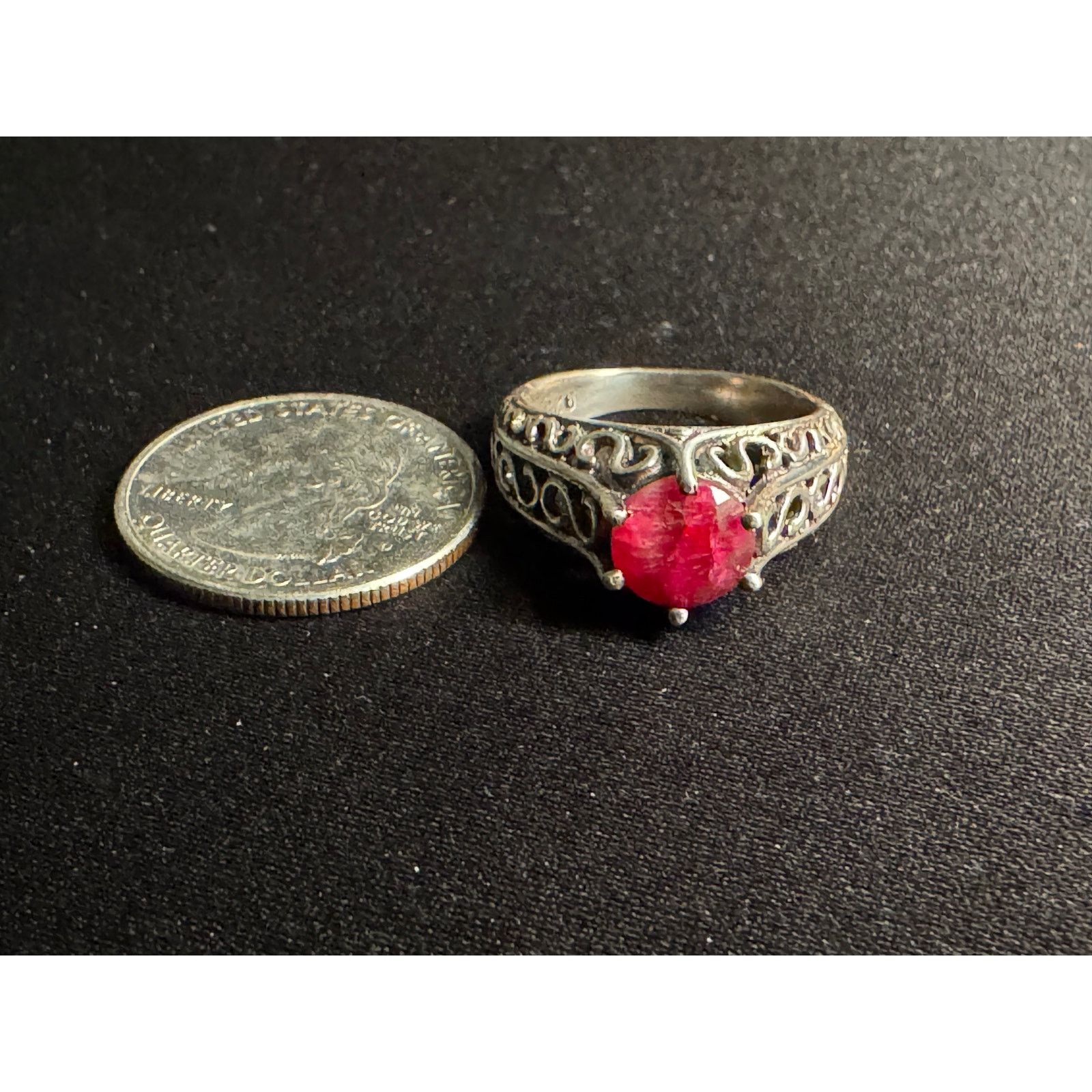 Other Vintage 925 Sterling Lab Created Ruby Ring Size 8 Size ONE SIZE - 5 Thumbnail