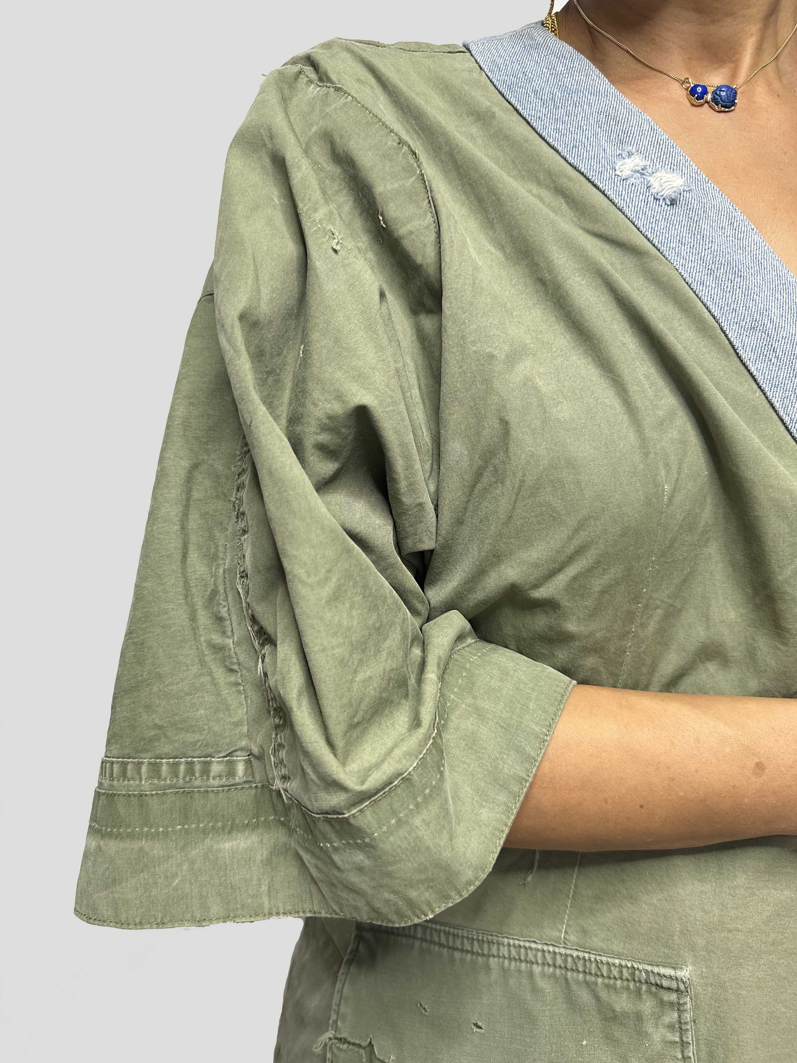 Greg Lauren Greg Lauren Green Khaki Trench Coat Size XS / US 0-2 / IT 36-38 - 4 Thumbnail
