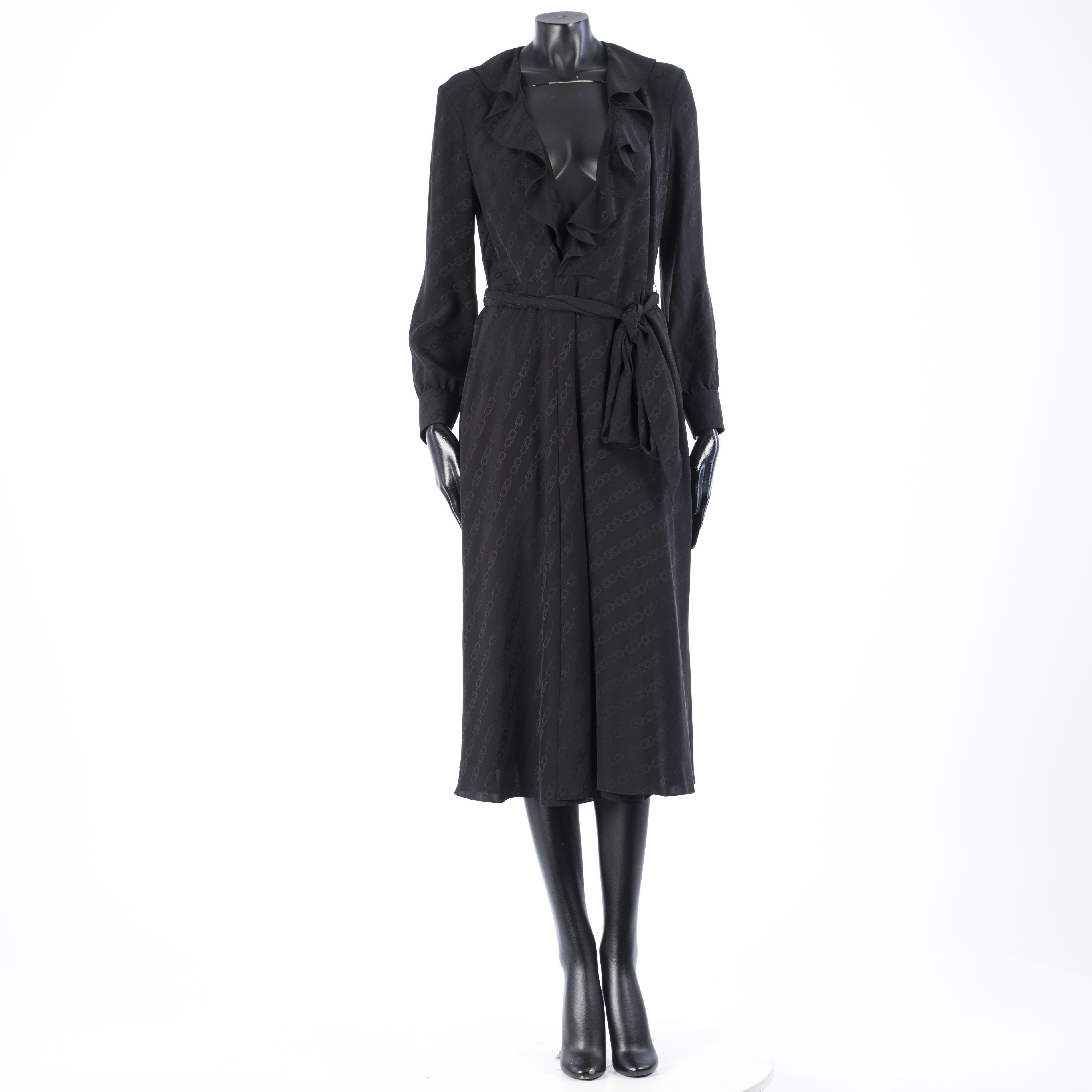 Wraparound Triomphe Midi Dress In Silk Jacquard