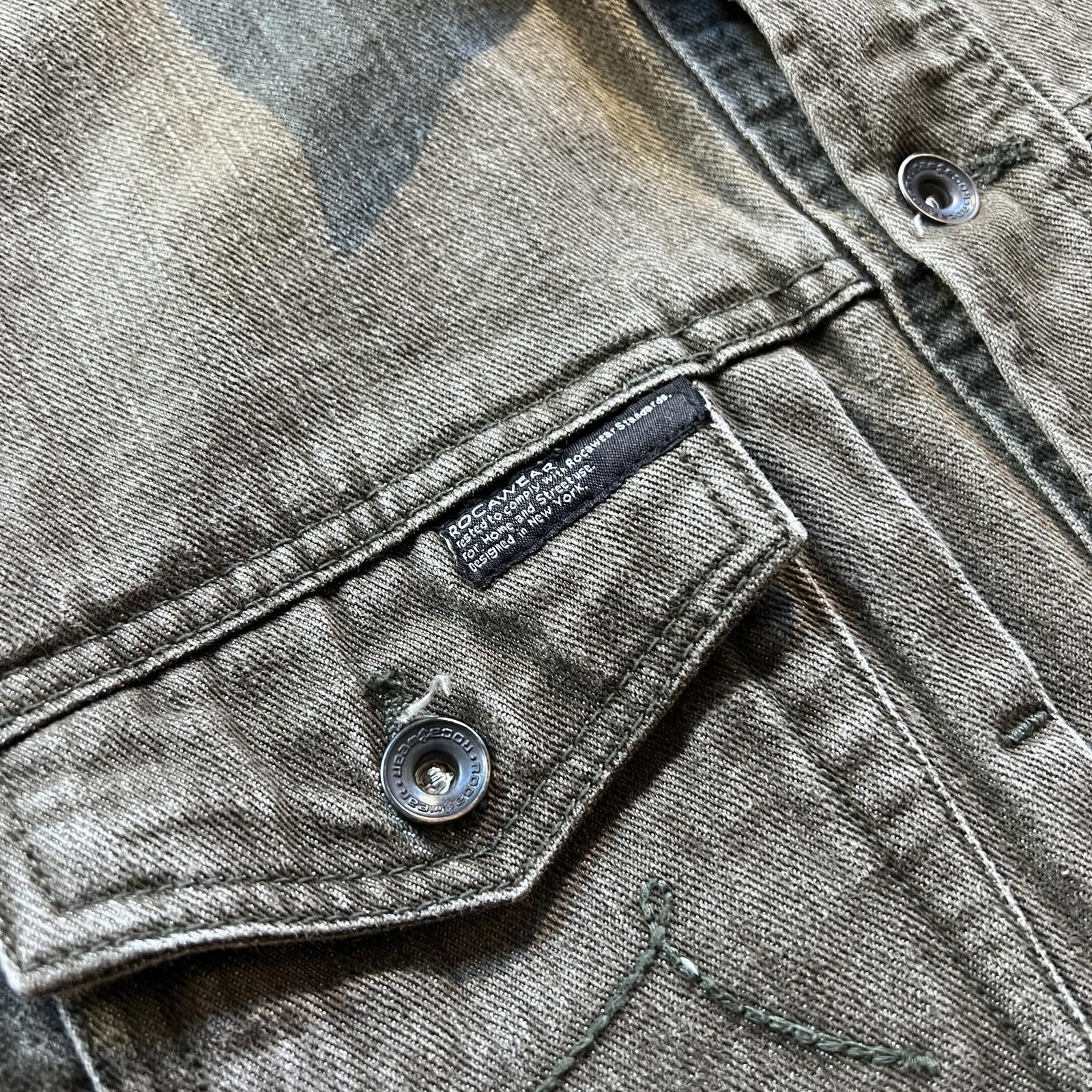 Rocawear × Vintage Vintage Rocawear Denim Jacket Green Faded Distressed Size US L / EU 52-54 / 3 - 4 Thumbnail
