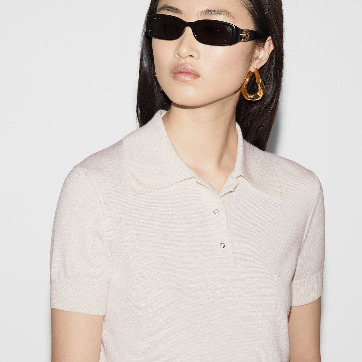 Gucci Gucci Interlocking G Wool Silk Polo Top SIZE L Size ONE SIZE - 1 Thumbnail