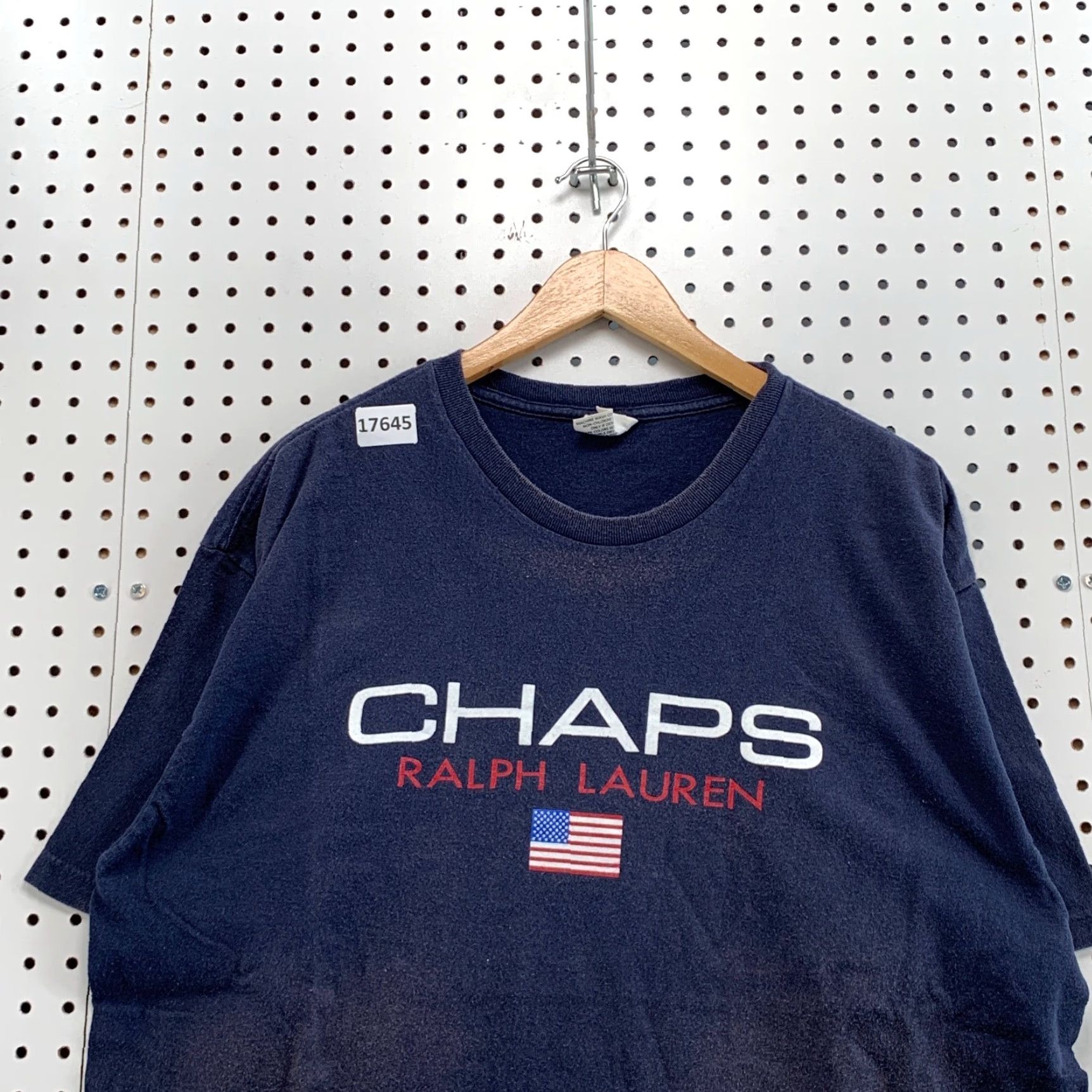 Chaps Vintage Chaps Ralph Lauren Shirt Mens L Navy USA flag Short Sleeve Crew Neck 23X29 Cotton Blend T-Shirt Size US L / EU 52-54 / 3 - 5 Thumbnail
