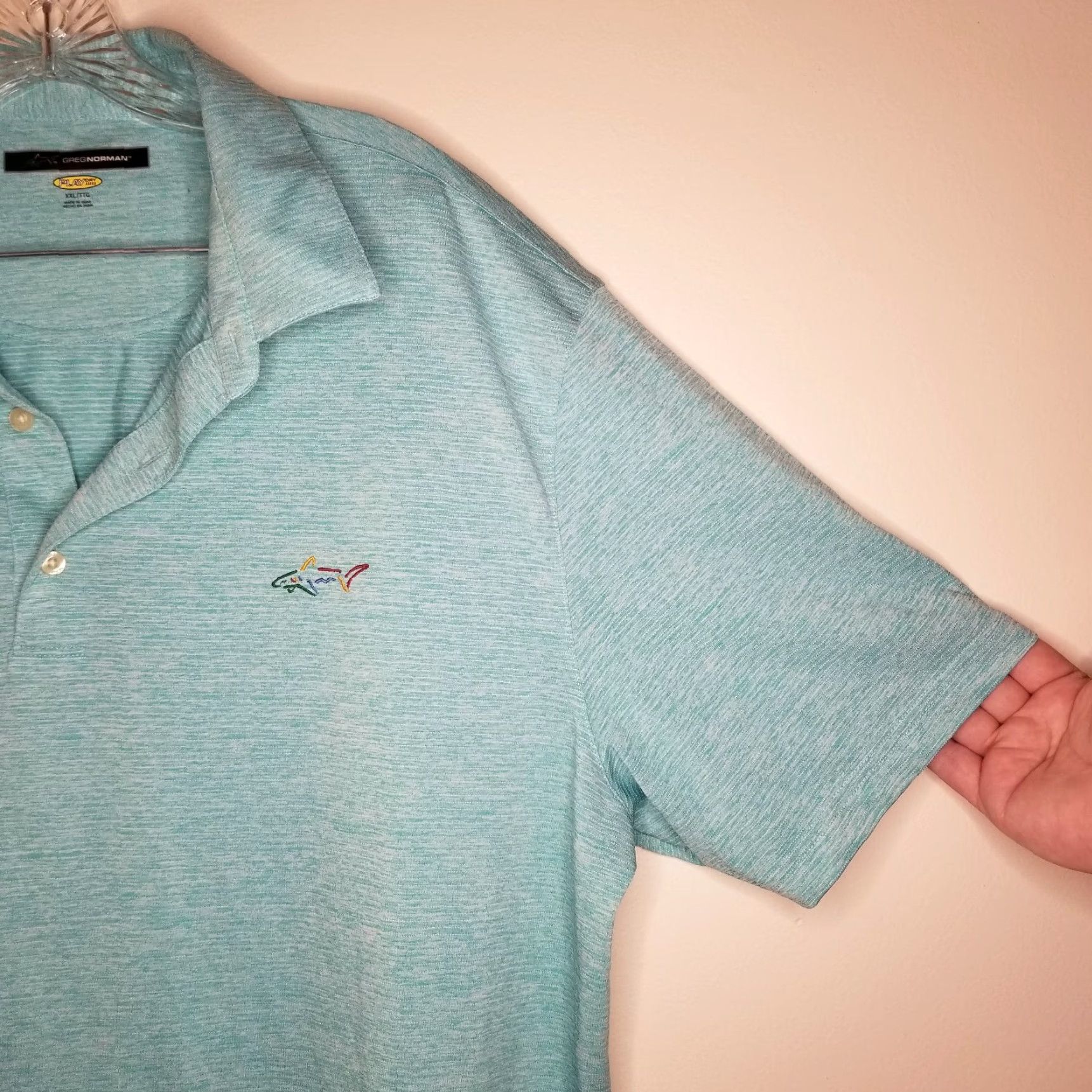 Vintage Greg Norman Men Polo Short Sleeve Play Dry 2XL Teal Blue Size US XXL / EU 58 / 5 - 2 Thumbnail
