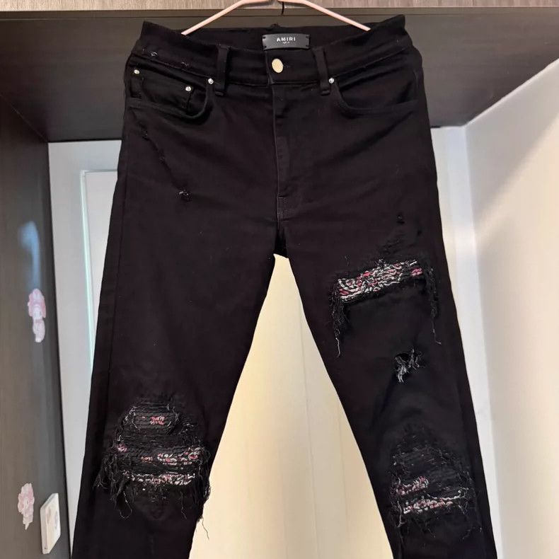 Amiri Amiri red paisley patchwork denim pants Size US 31 - 2 Thumbnail