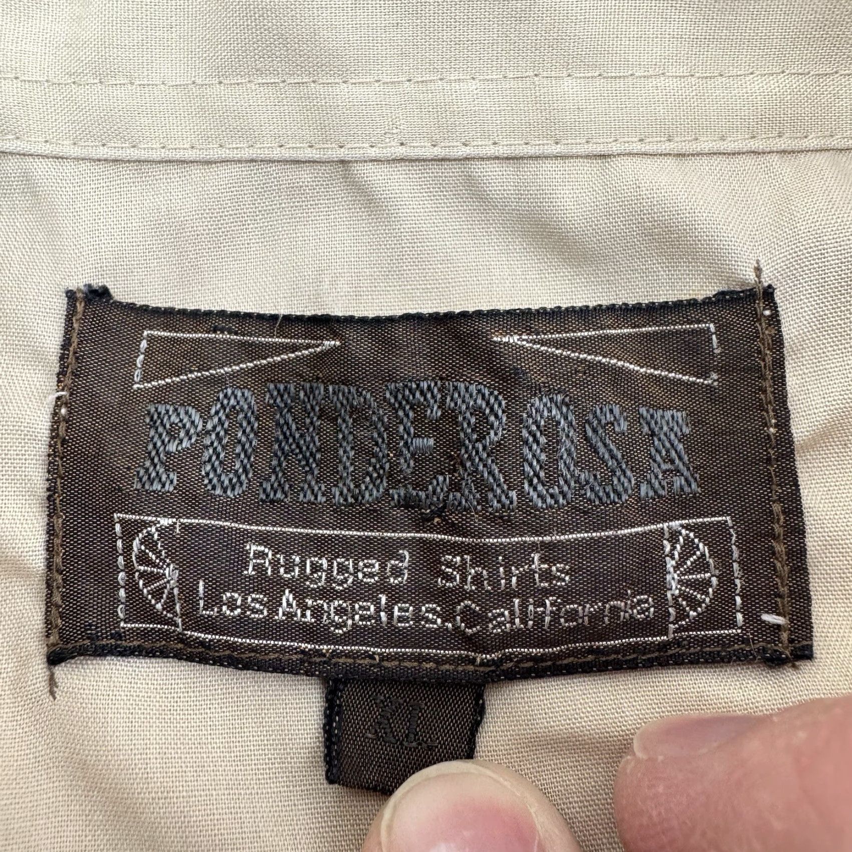 Vintage VINTAGE Ponderosa Shirt Adult XL Cow­boy Western Pearl Snap Embroidered Beige 80s 90s Casual Mens Size US XL / EU 56 / 4 - 3 Thumbnail