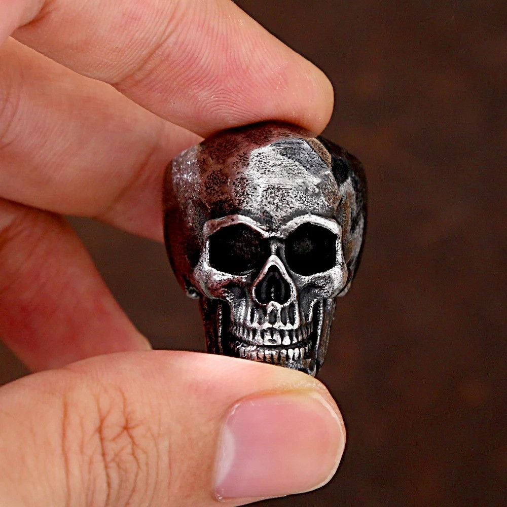 Vintage Hip Hop Steel Skull Ring Size ONE SIZE - 1 Thumbnail