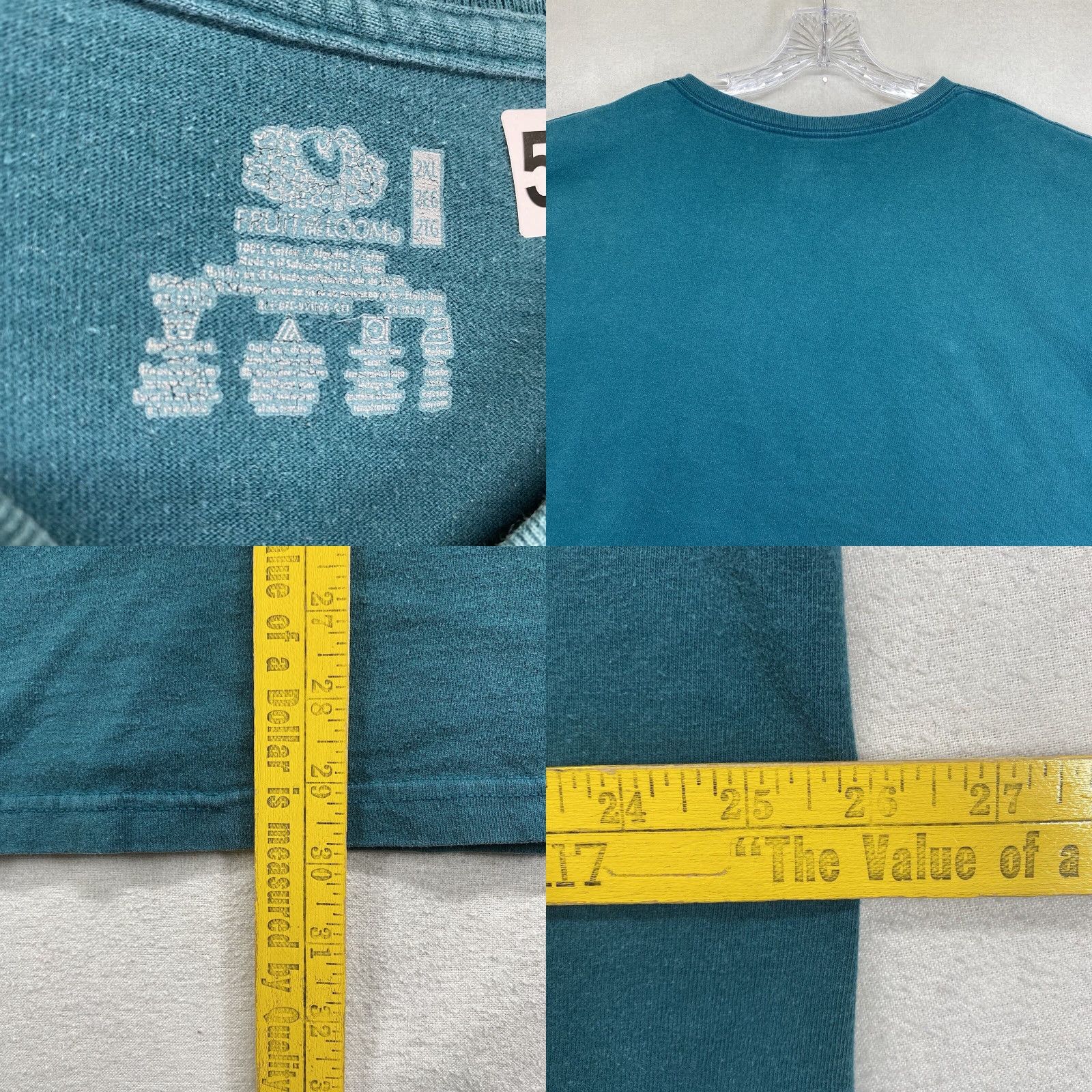 Vintage VINTAGE Blank Teal T-Shirt XL Cotton Knit V-Neck Short Sleeve 90s Grunge Stitch Mens Size US XL / EU 56 / 4 - 8 Thumbnail