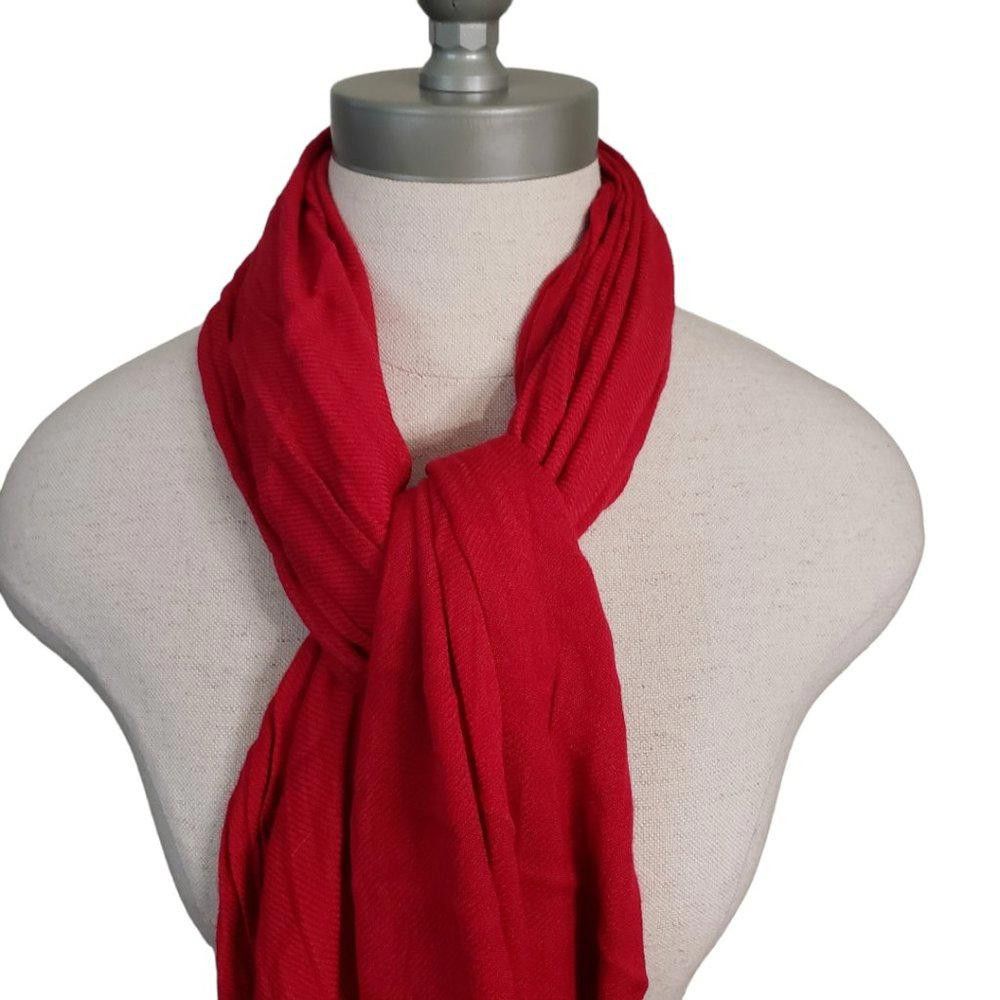 Designer CT849 Red Fringed Ladies Wrap Size ONE SIZE - 2 Thumbnail