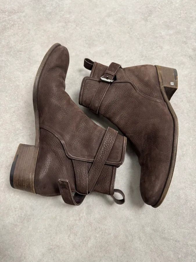 Louis Vuitton Louis Vuitton Taupe Suede Grain Leather Ankle Buckle Strap Boots Size US 10 / EU 43 - 5 Thumbnail