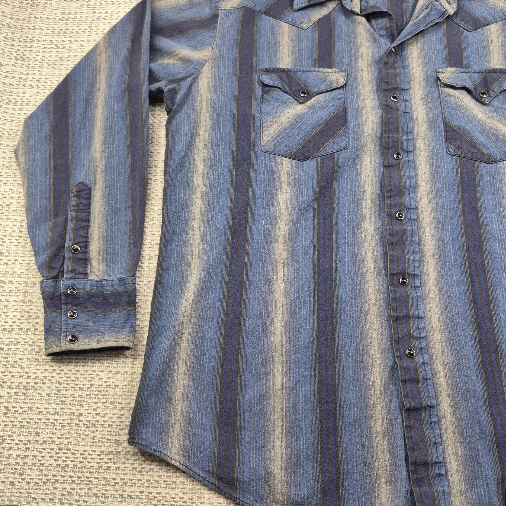 Vintage VINTAGE Panhandle Slim Shirt Mens XL Blue Striped Western Pearl Snap Long Sleeve Cowboy Size US XL / EU 56 / 4 - 3 Thumbnail