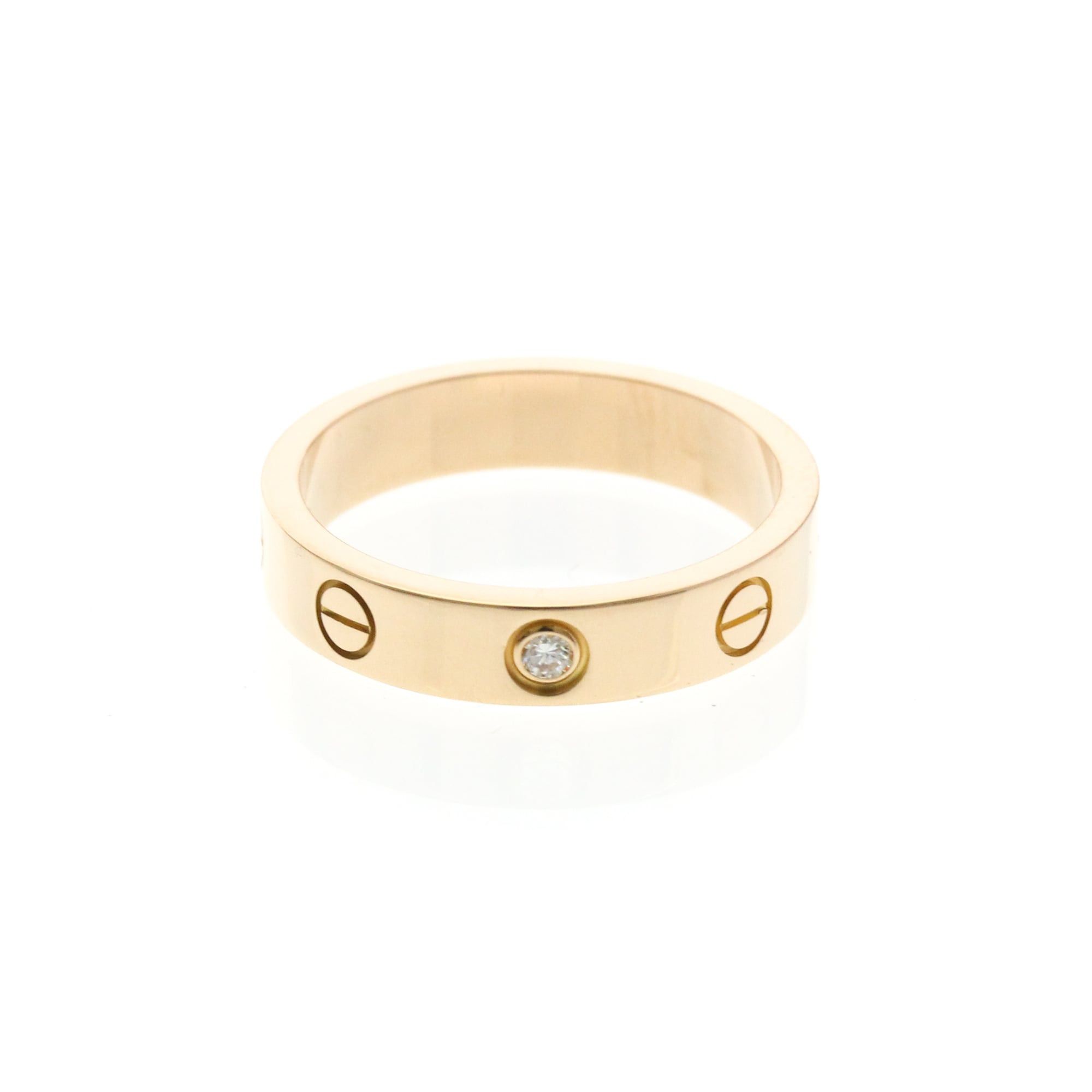 Cartier Cartier Mini Love Ring With 1 Diamond Pink Gold (18K) Fashion Diamond Band Ring Pink Gold Size ONE SIZE - 1 Thumbnail