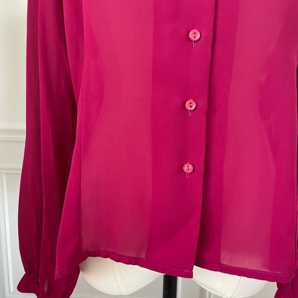 Vintage Vintage Elite Cranberry Polyester Voile Blouse Back Pleated Size L / US 10 / IT 46 - 2 Thumbnail