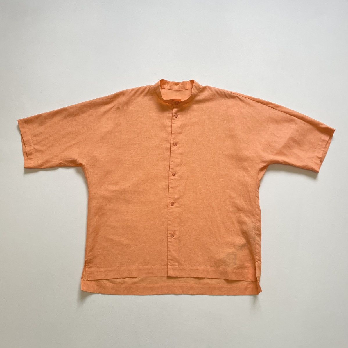 Pleats Please Issey Miyake Coral Orange Curved Sleeve Shirt Size US M / EU 48-50 / 2 - 1 Thumbnail