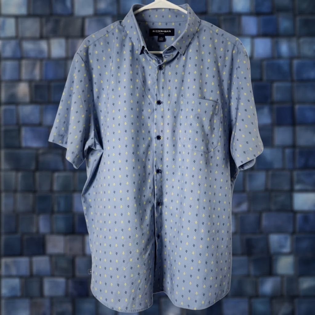Mizzen+Main Mizzen+Main Leeward Button-Down Performance Shirt Short Sleeve L Blue Mens Shirt Polo Golf Stretch Size US L / EU 52-54 / 3 - 1 Thumbnail