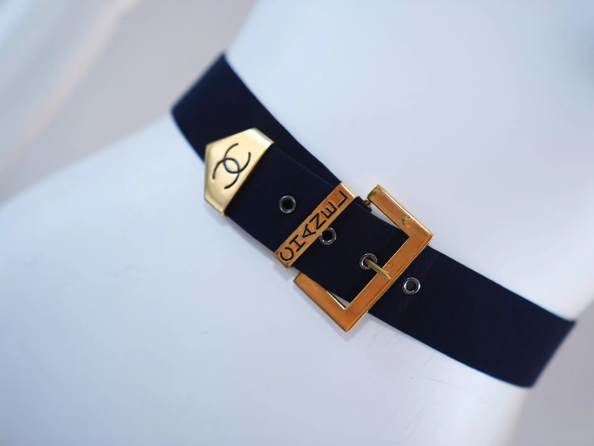 Chanel Chanel Vintage Navy CC Buckle Belt 3.6cm XS Size ONE SIZE - 7 Thumbnail