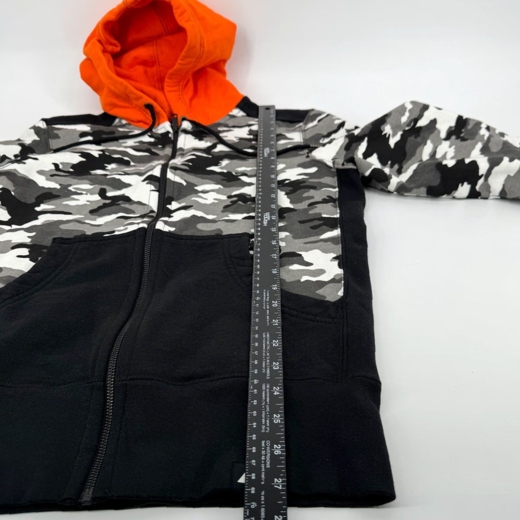 Vintage American Giant Full Zip Hoodie Mens Camouflage Fleece Heavyweight Streetwear Pockets Logo Zipper Black Gray Orange S SMALL Size US S / EU 44-46 / 1 - 6 Thumbnail