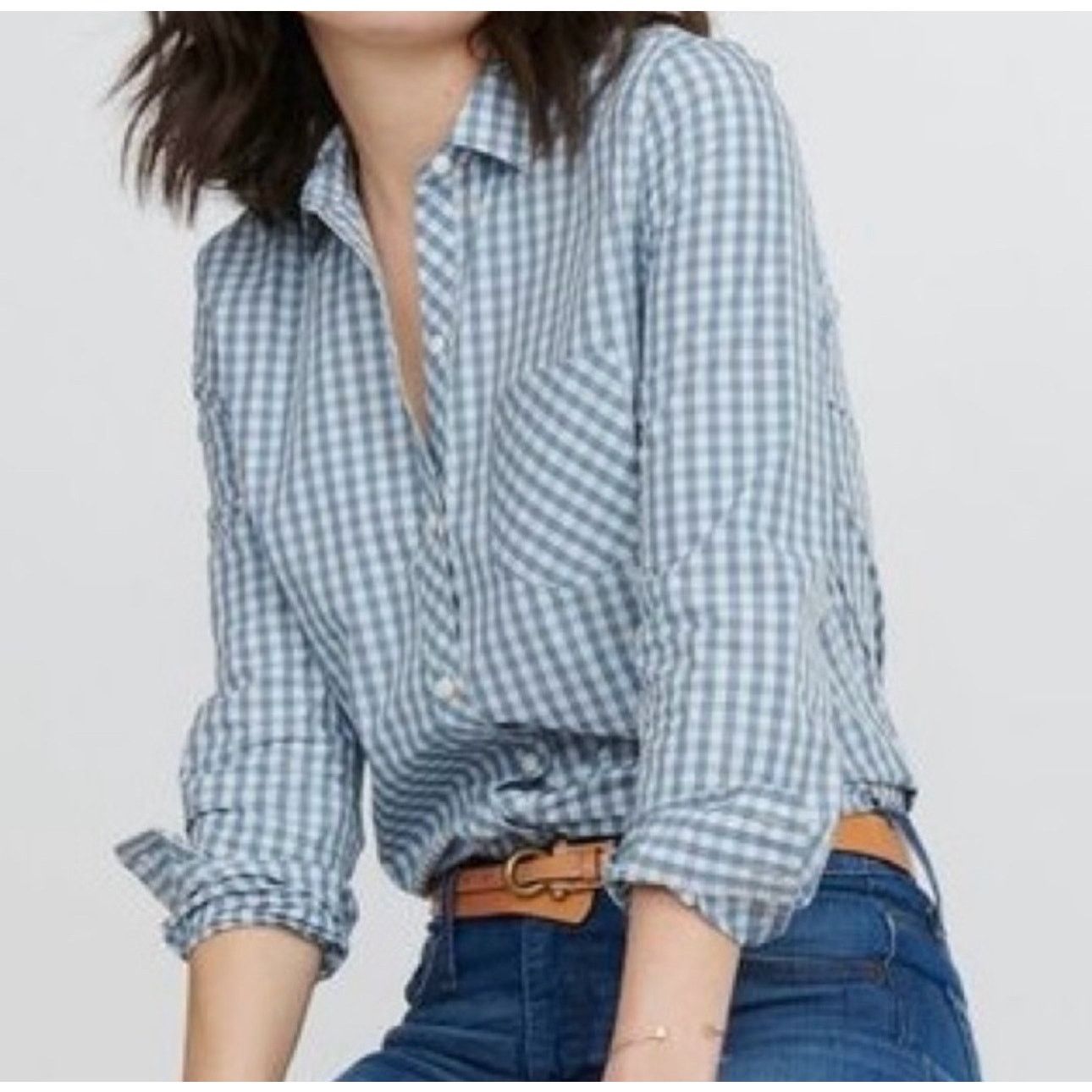 UNTUCKit UNTUCKIT Crispo Gingham Button Up Shirt Blue White S14 Size S / US 4 / IT 40 - 1 Thumbnail