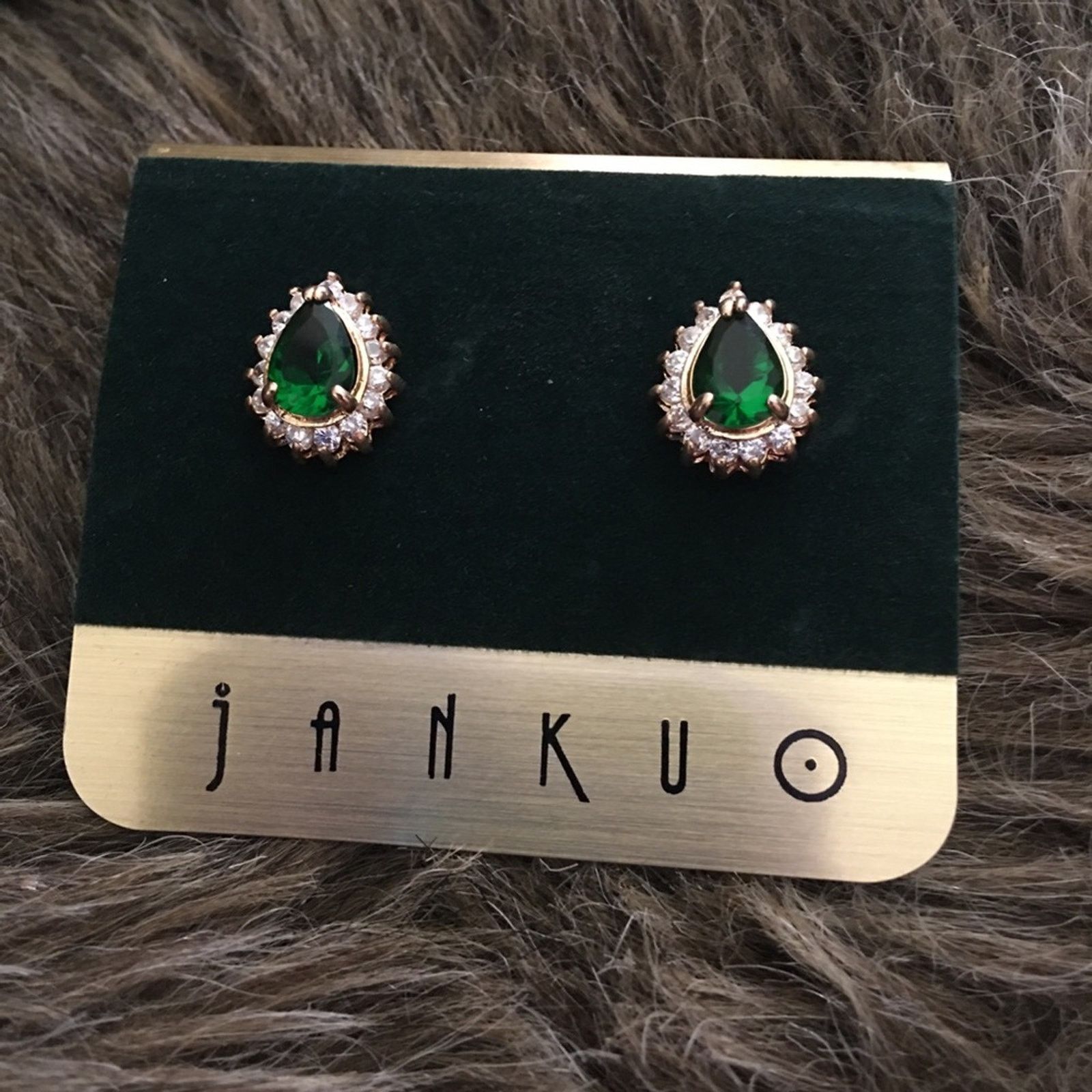 Jewelry Janku simulated emerald with clear cz earrings Size ONE SIZE - 2 Thumbnail