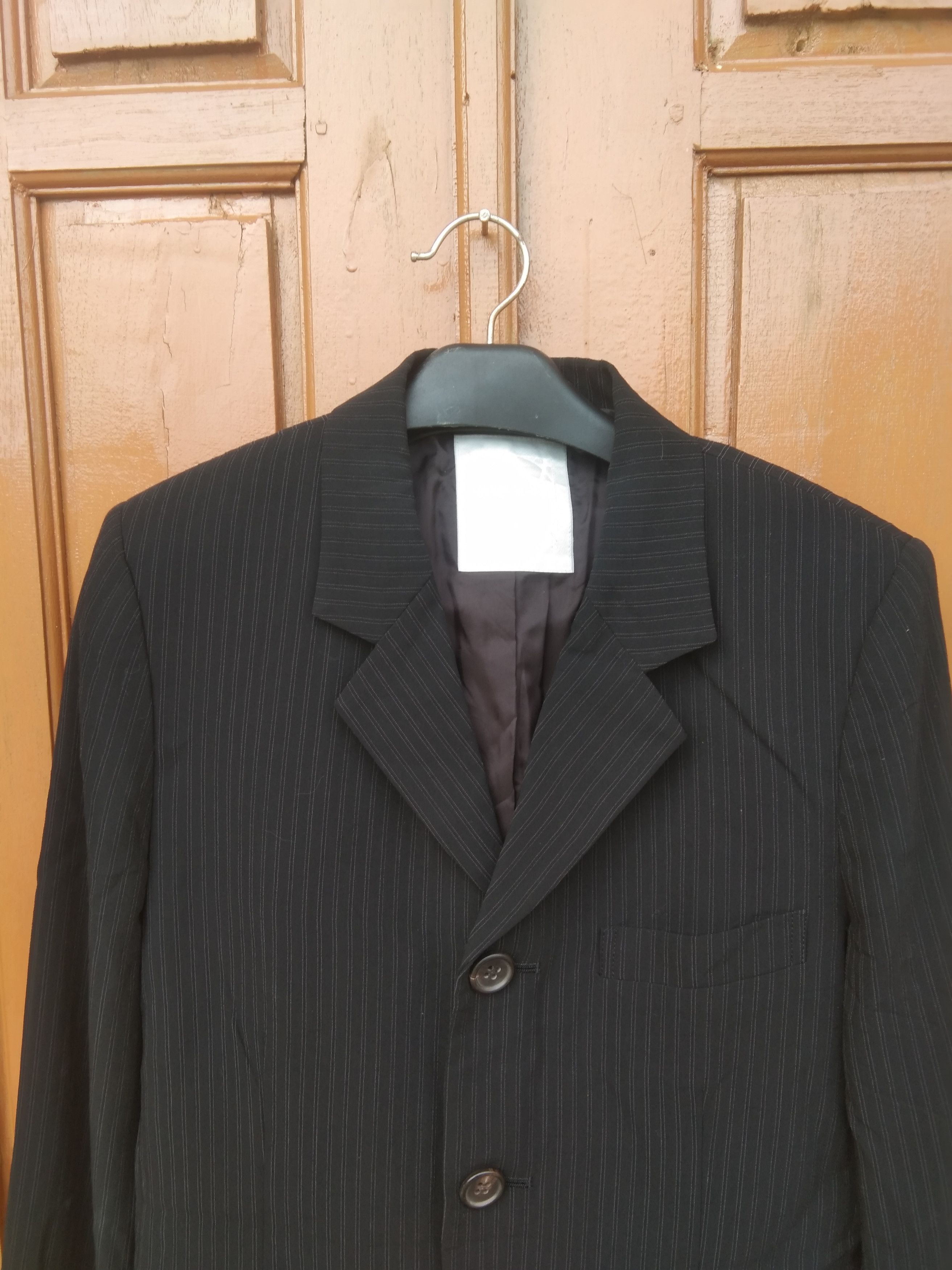 Yohji Yamamoto Workshop by yohjj yamamoto black stripe blazer jacket Size L / US 10 / IT 46 - 2 Thumbnail