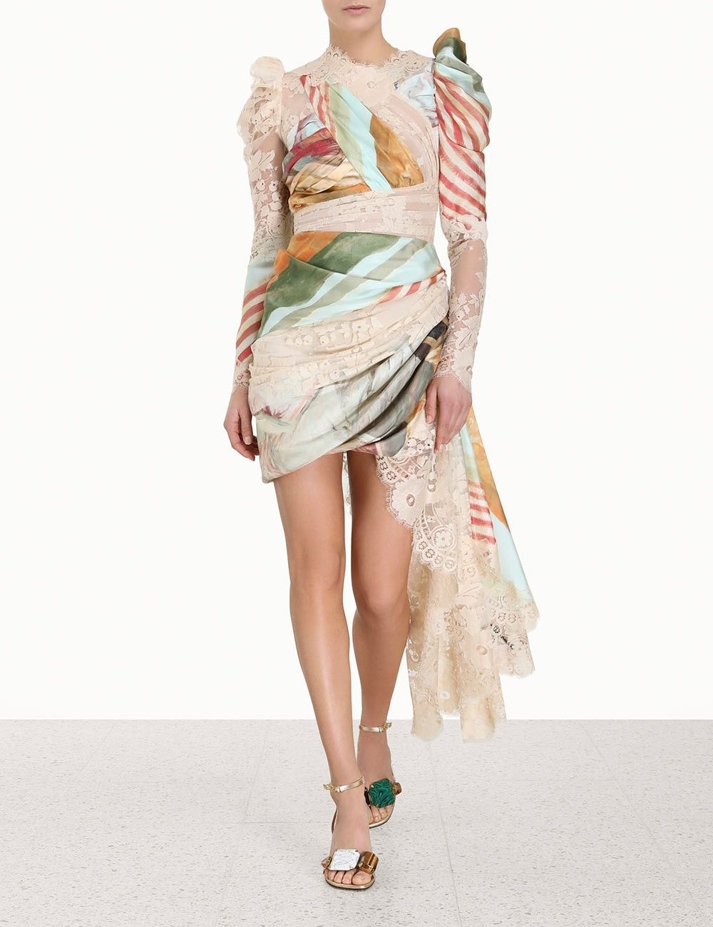 Zimmermann oc11z0225 Luminosity Lace Drape Mini Dress in Multicolor Size M / US 6-8 / IT 42-44 - 4 Thumbnail