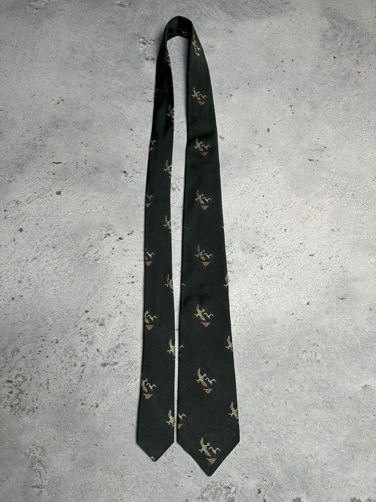 Kiton Kiton Tie Green Dark Olive Bird Duck Vintage Silk Tie 00s Size ONE SIZE - 7 Thumbnail