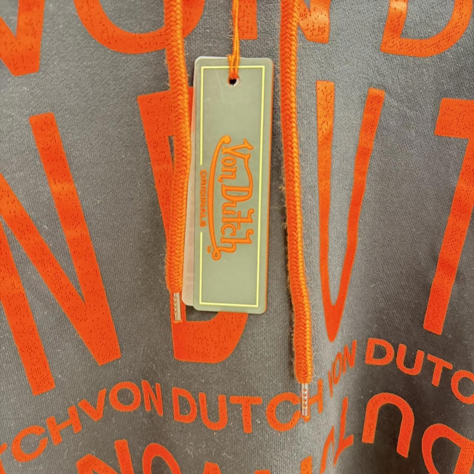 Von Dutch Von Dutch Paris Black & Orange All-Over Logo Hoodie (L) Size US L / EU 52-54 / 3 - 4 Thumbnail