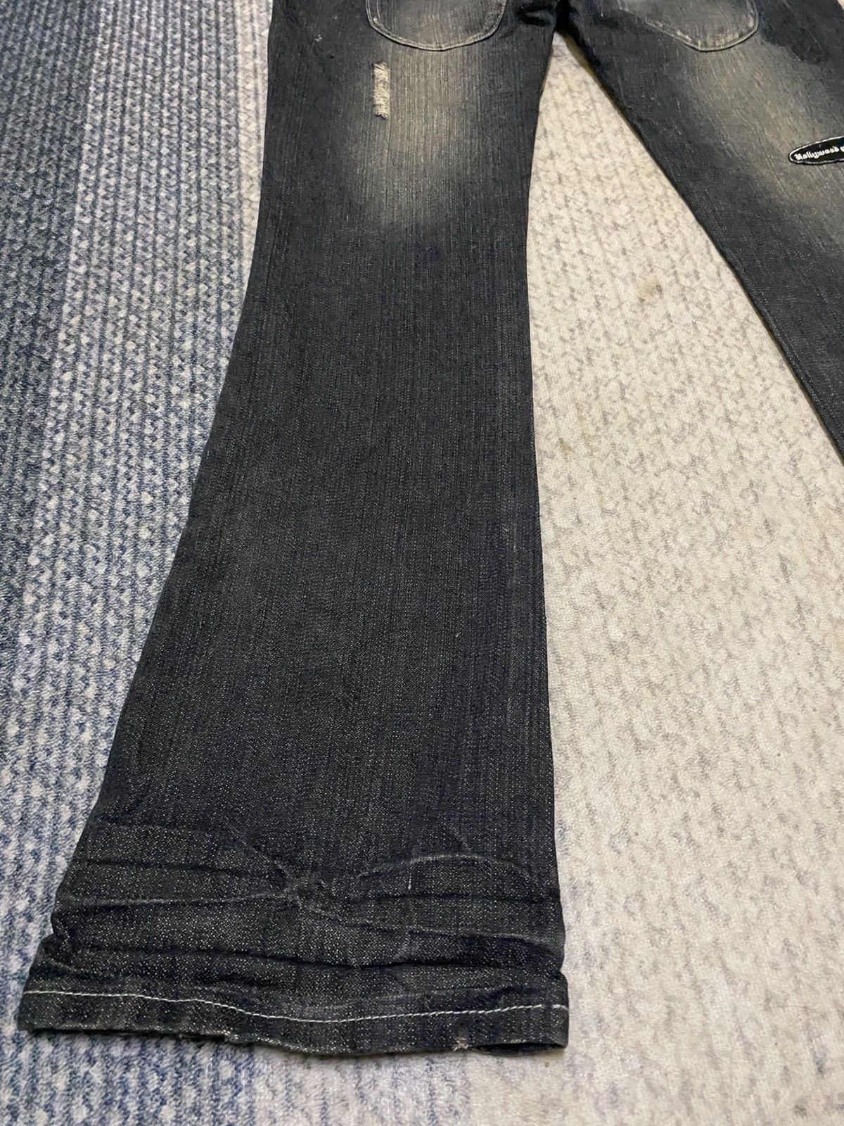 Japanese Brand HPP DOUBLE WAIST DISTRESSED STUD FLARED JEAN Size US 31 - 12 Thumbnail