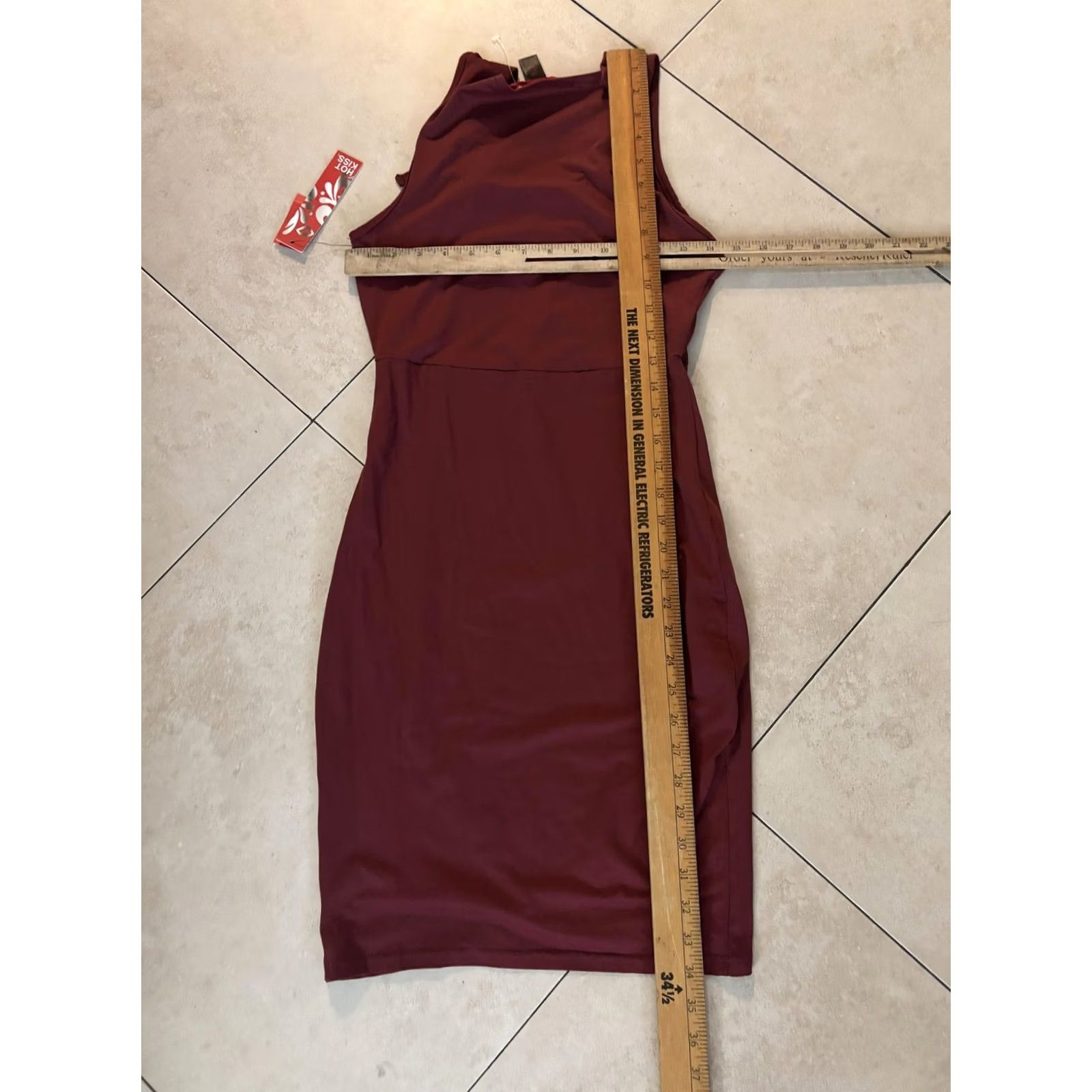 Vintage Hot Kiss Red V Neck Bodycon Tank Sleeveless Mini Dress Womens Medium Lace Up Size M / US 6-8 / IT 42-44 - 6 Thumbnail