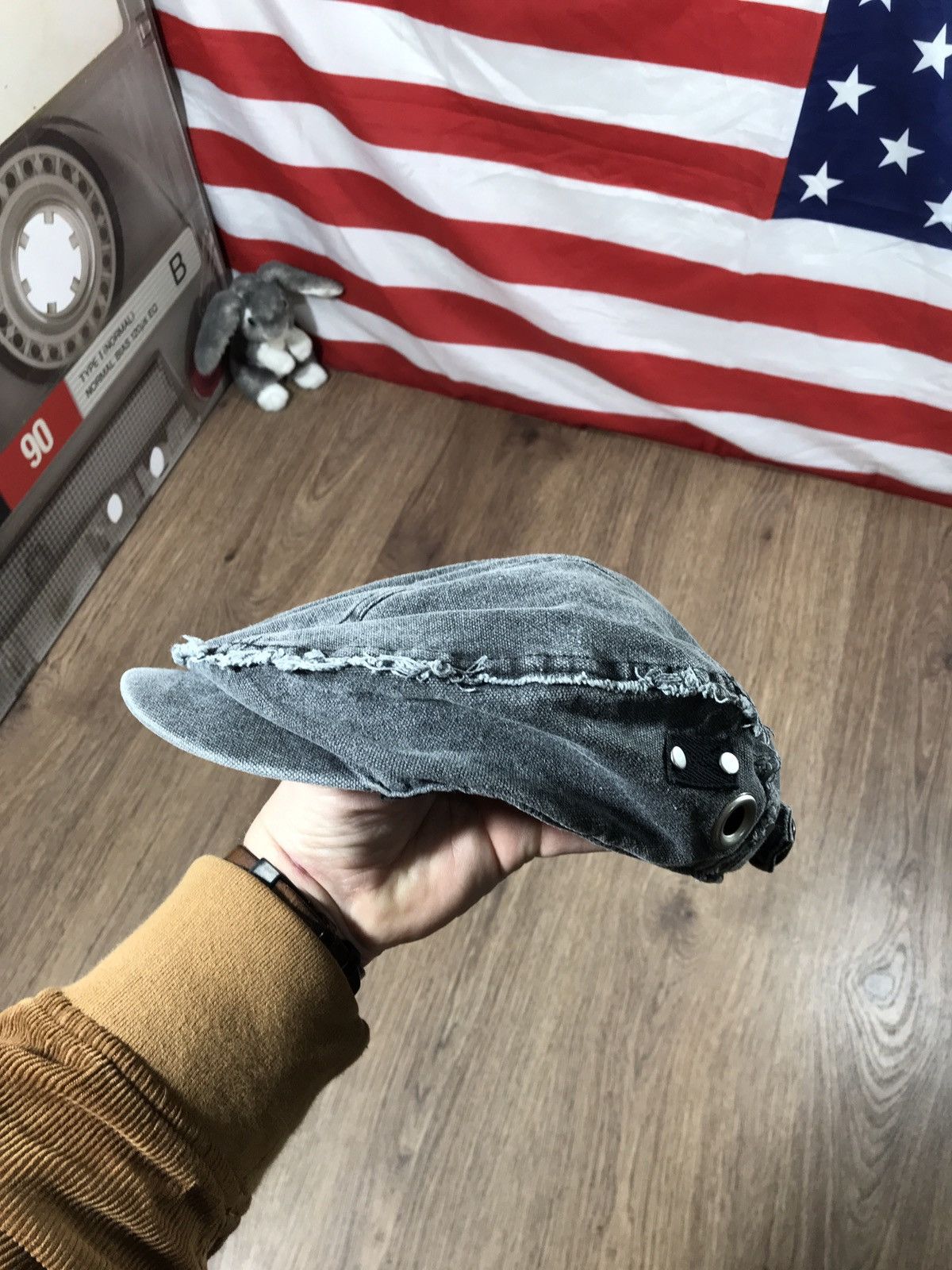 Japanese Brand × Vintage Vintage Denim Cap Biker Hat Size ONE SIZE - 1 Thumbnail