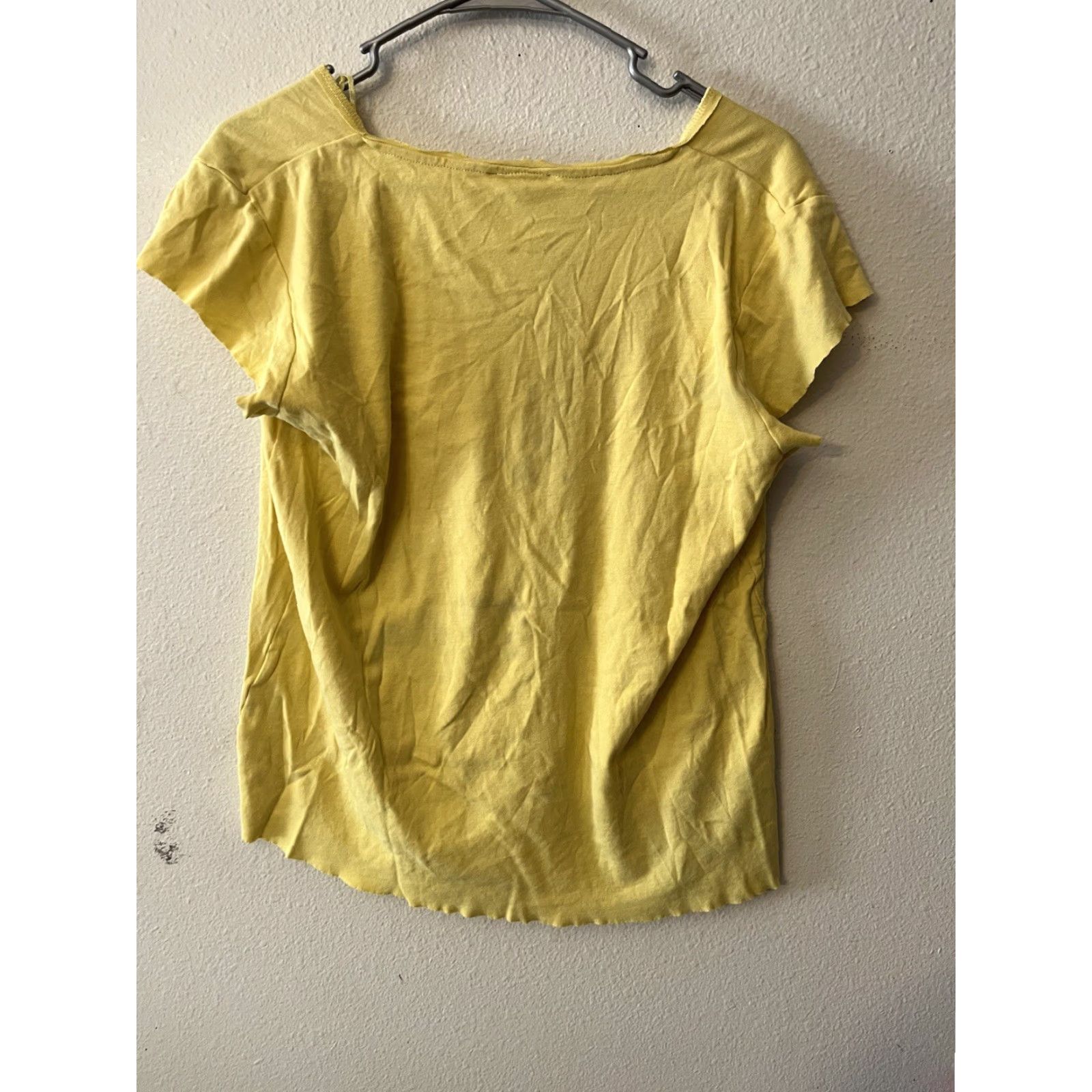 Zara Zara T Shirt Cotton V Neck Women’s Size XL Yellow Solid Size XL / US 12-14 / IT 48-50 - 2 Thumbnail