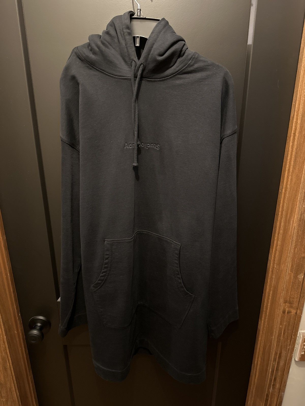 image of Acne Studios Joghy Emboss Hoodie Mens Small in Black