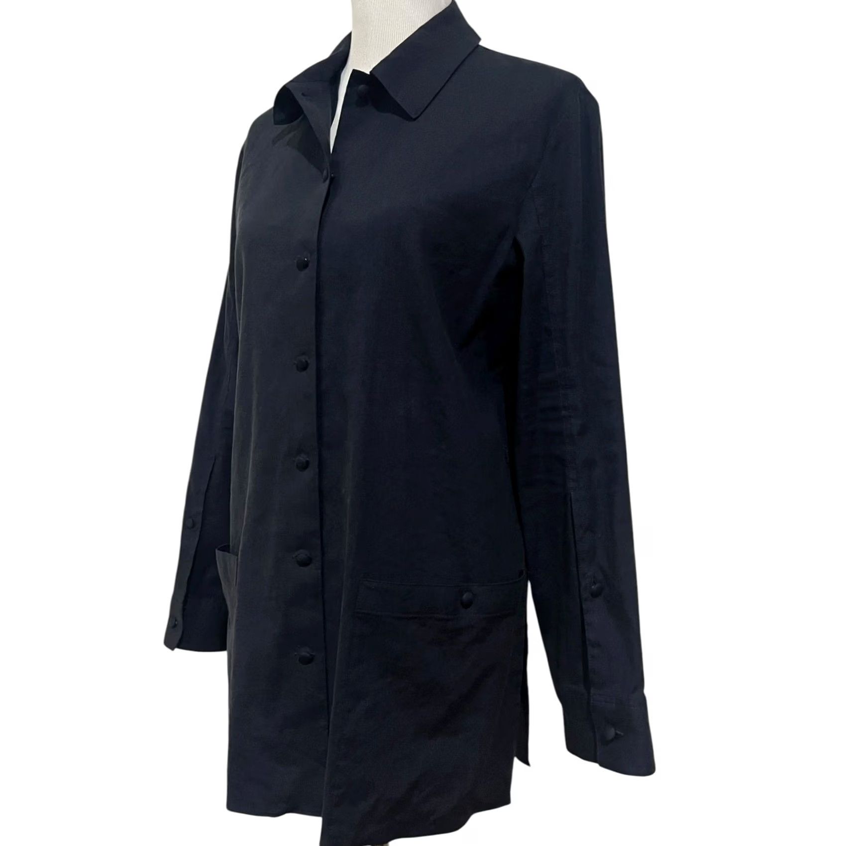 Theory VINTAGE Theory Linen Blend Shirt Jacket Tunic Dark Navy Minimalist Button Up Women’s M Size M / US 6-8 / IT 42-44 - 3 Thumbnail